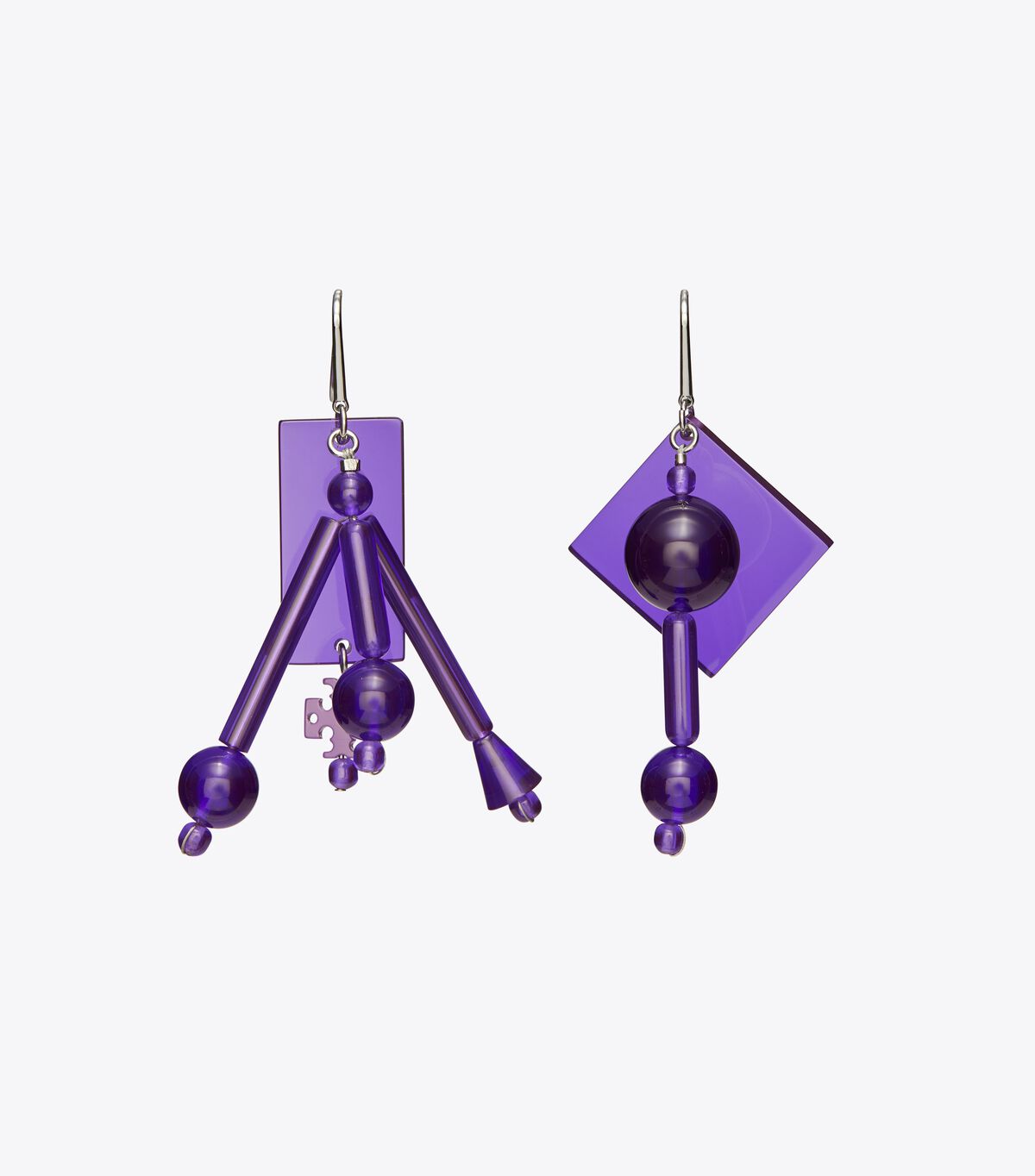 Tory Burch Silver / Purple Beaded Tassel Earrings