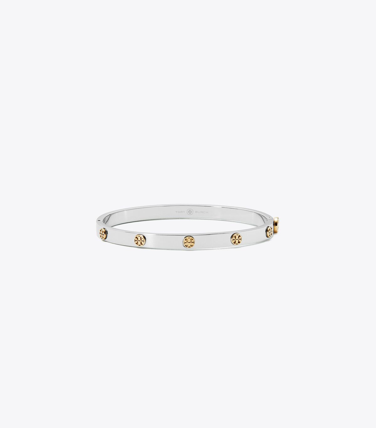 Tory Burch Silver / Gold Miller Stud Hinge 5mm Bracelet