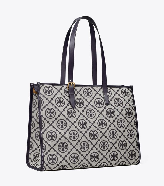Tory Burch Navy T Monogram Tote Bags