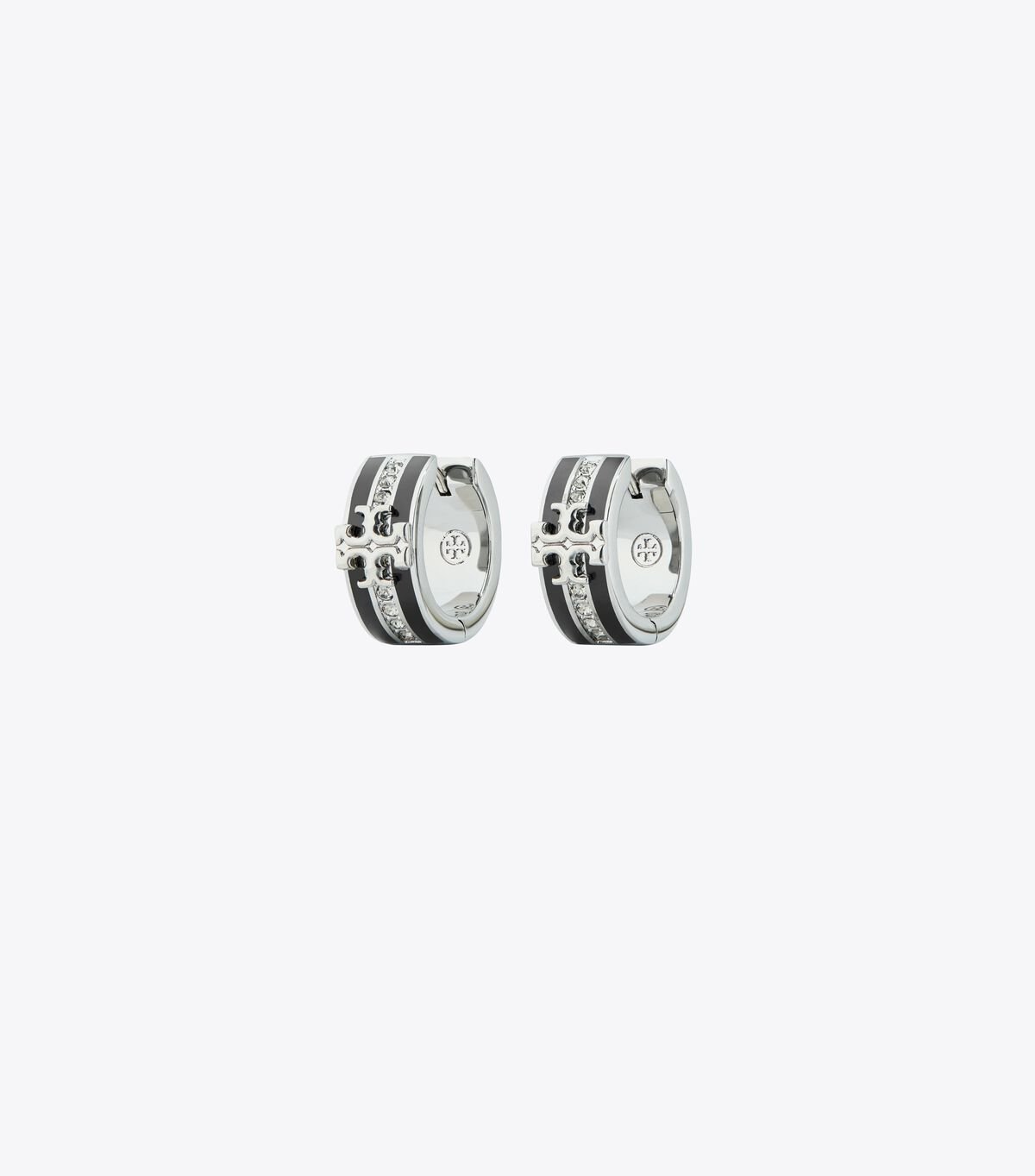 Tory Burch Black / Multicolor Kira Enamel Huggie Hoop Earrings