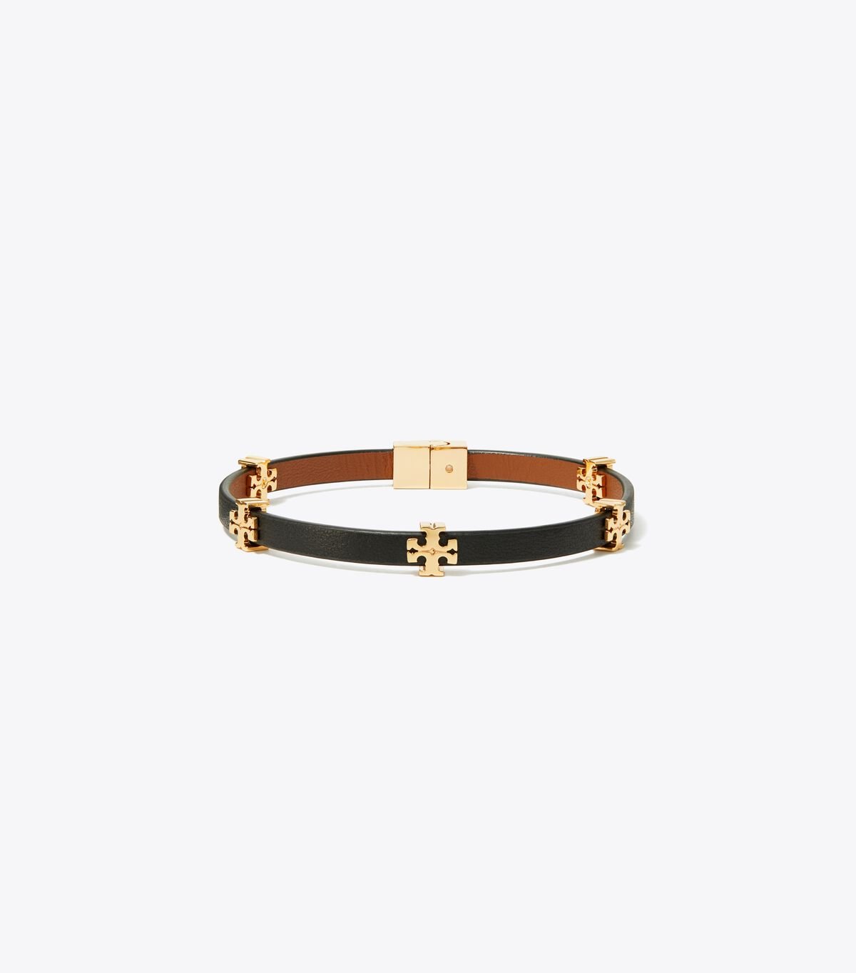 Tory Burch Gold / Black Eleanor Leather Bracelet