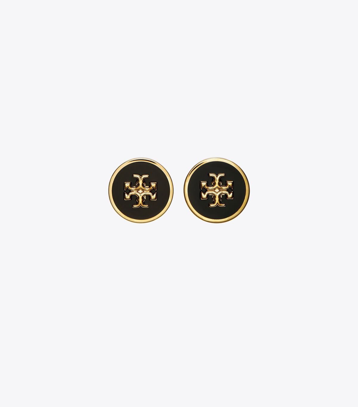 Tory Burch Gold / Black Kira Enamel Circle-stud Earrings