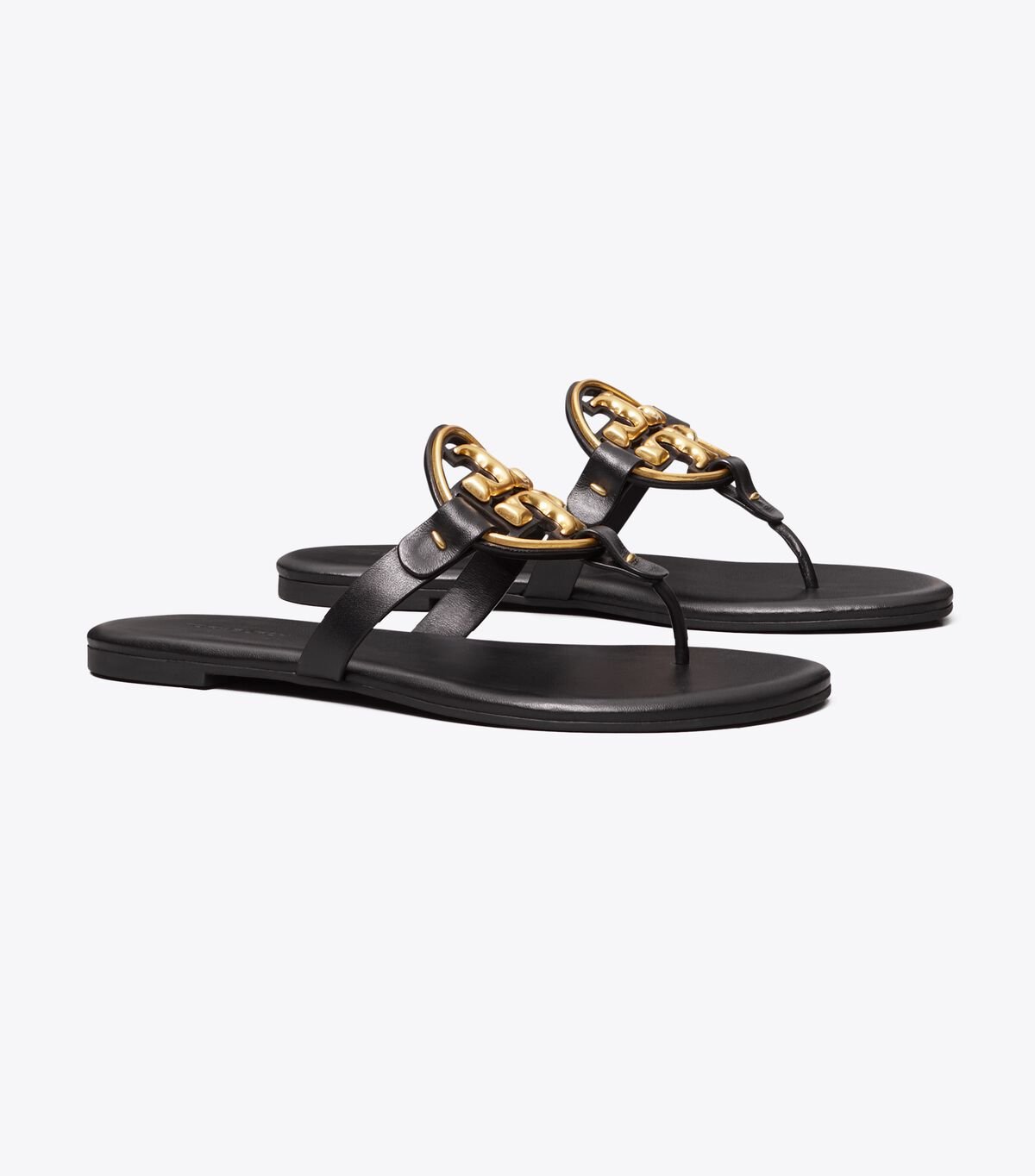 Tory Burch Black Metal Miller Soft Sandals