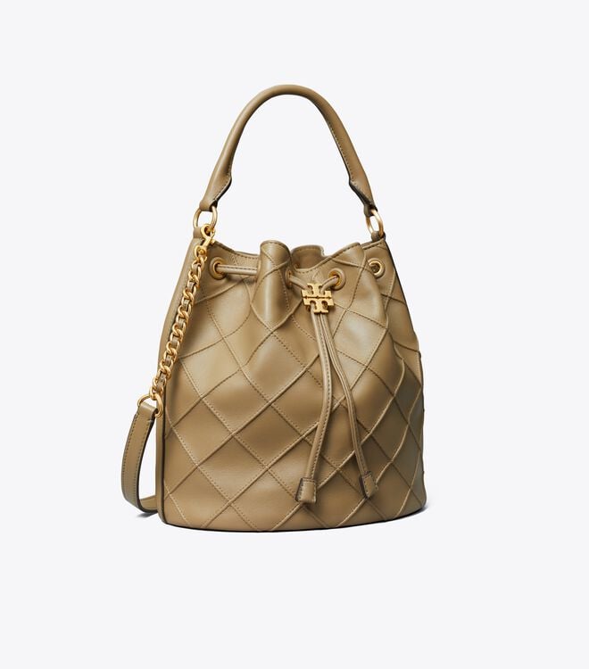 Tory Burch Grey Large Fleming Soft Bucket Bags