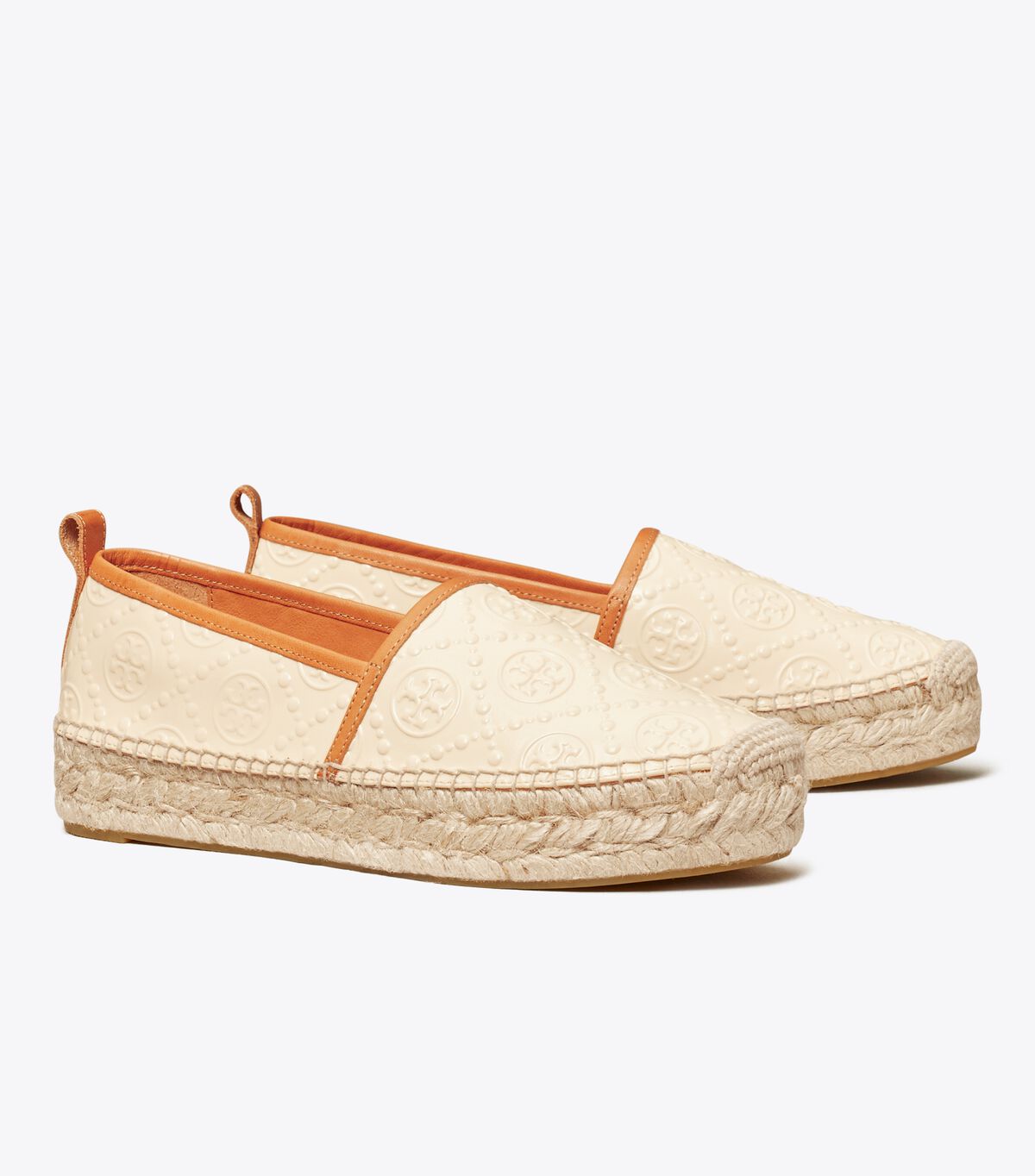 Tory Burch Cream / Brown T Monogram Platform Espadrille