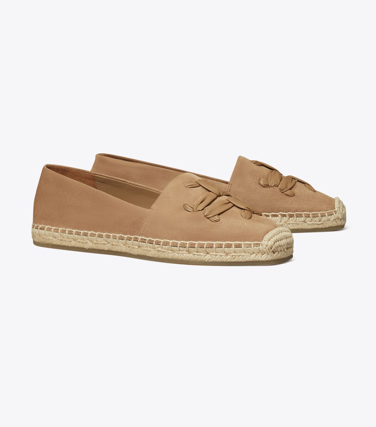 Tory Burch Khaki Woven Double T Aline Ballet Flats