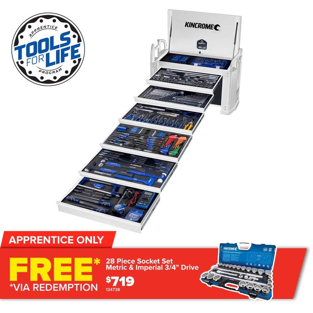 KINCROME TFL Offroad Truck Tool Kit 452 Piece 6 Drawer White P1830W