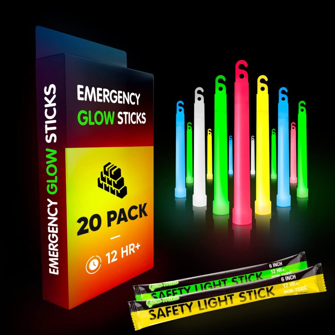 Emergency Glow Sticks with 12 Hours Duration, Individually Wrapped  Industrial Grade Glowsticks for Survival Gear, Camping Lights, Power  Outages and