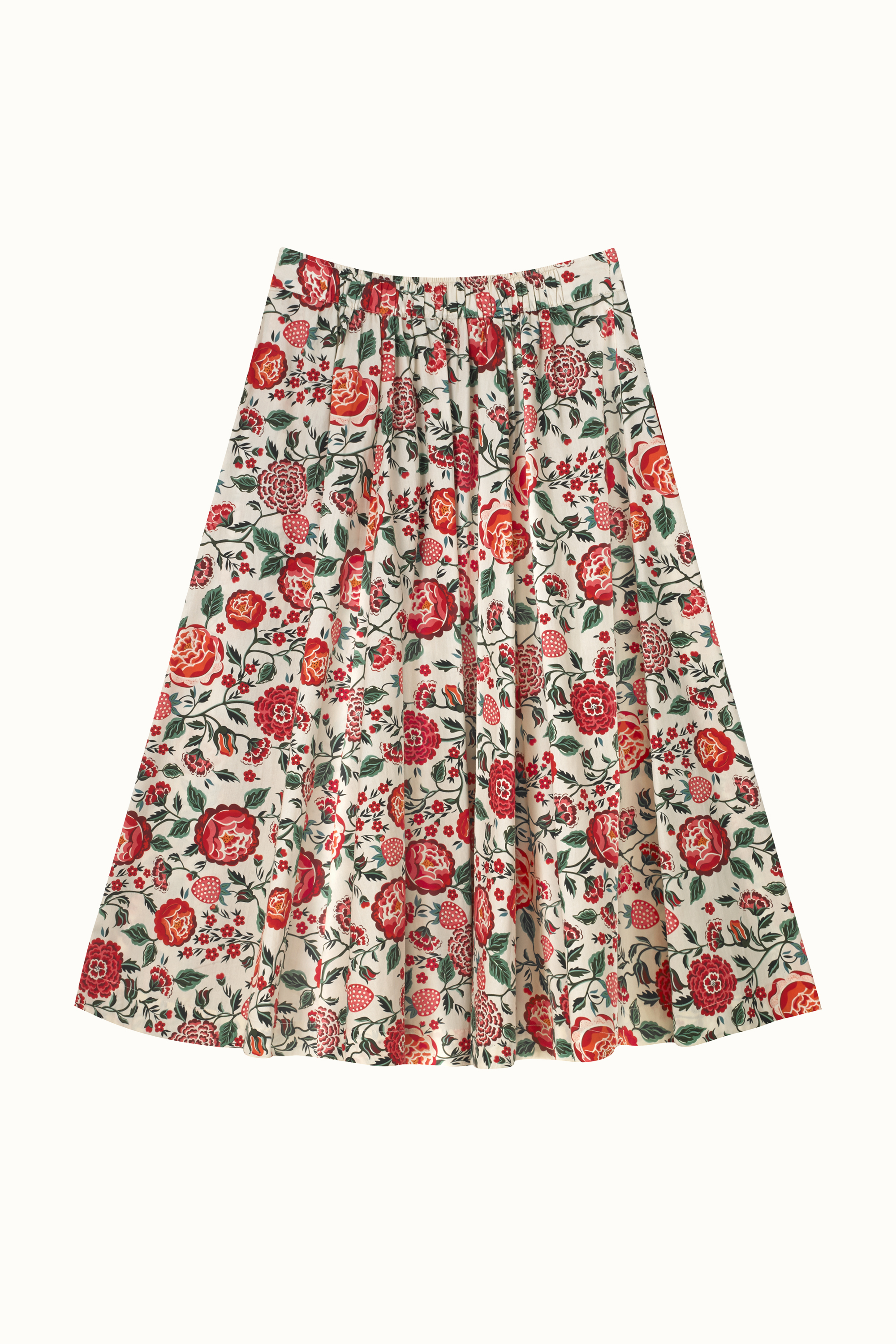 Strawberry Garden Pocket Detail Midi Skirt