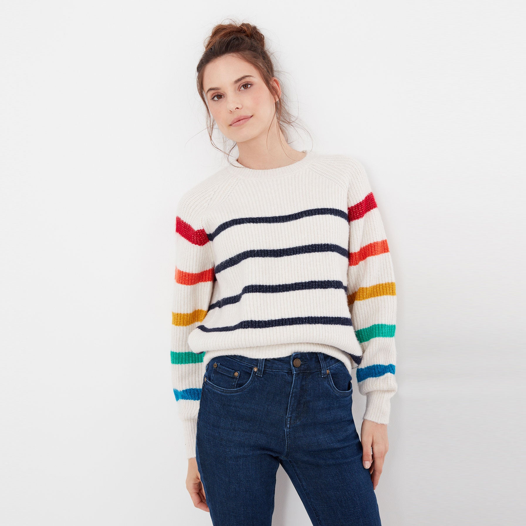 Joules Ladies Anna Rainbow Balloon Sleeve Jumper