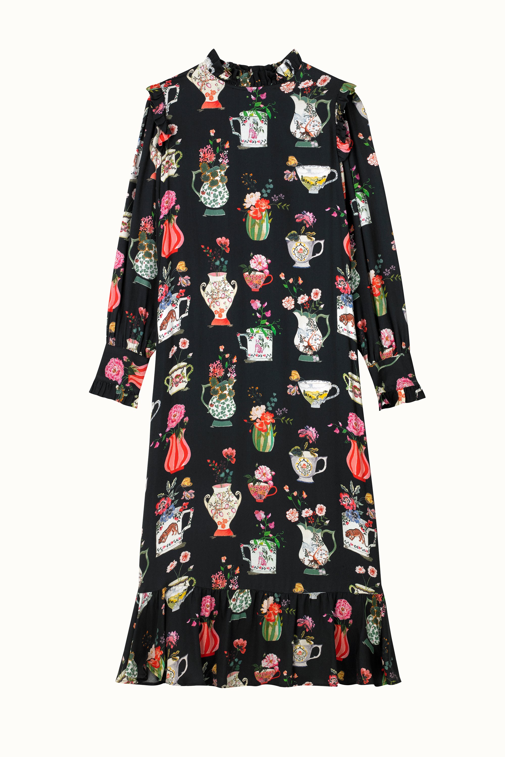 Cups & Vases Frill Detail Midi Dress