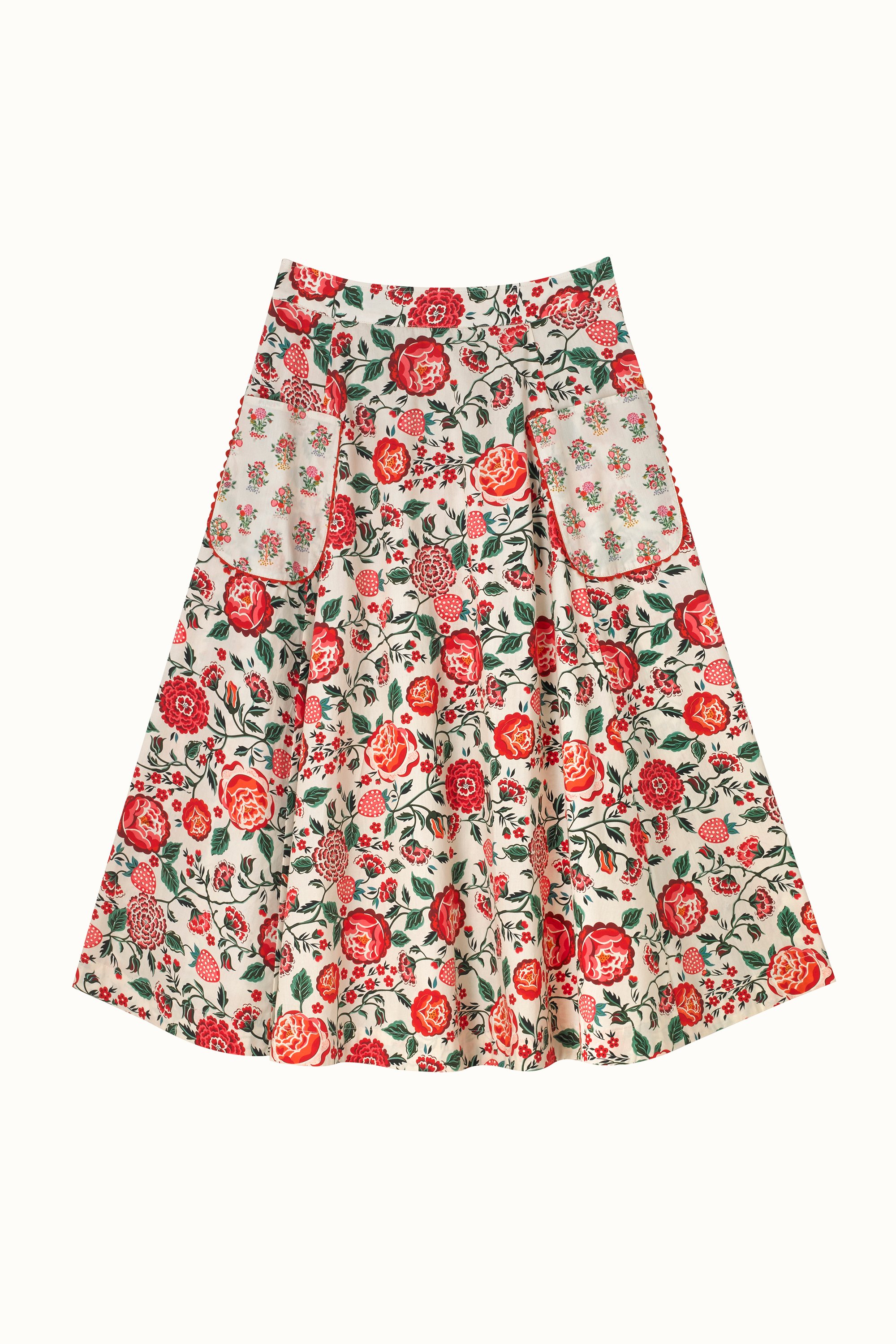 Strawberry Garden Pocket Detail Midi Skirt