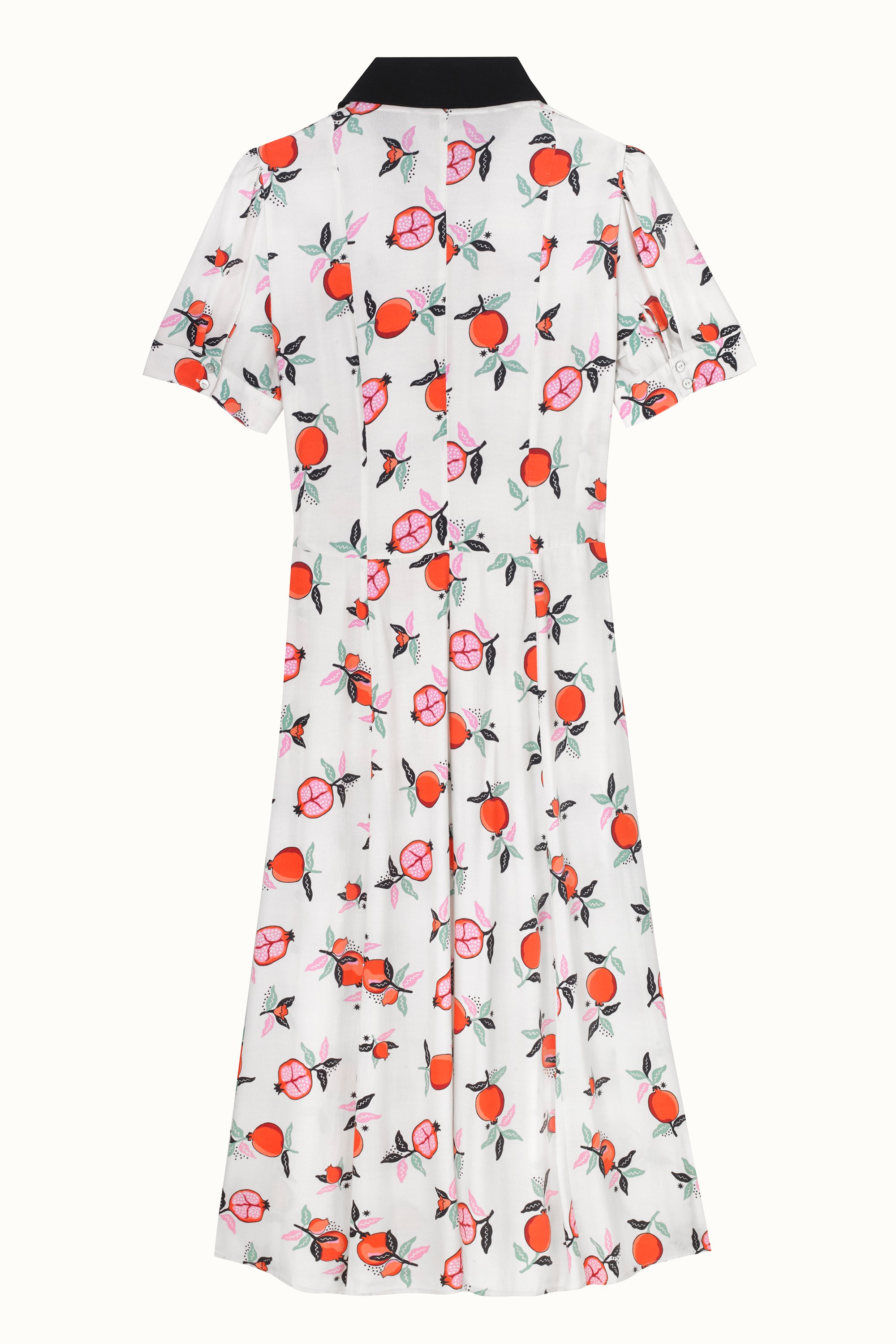 Pomegranate Short Sleeve Printed Midi Shirt Dress