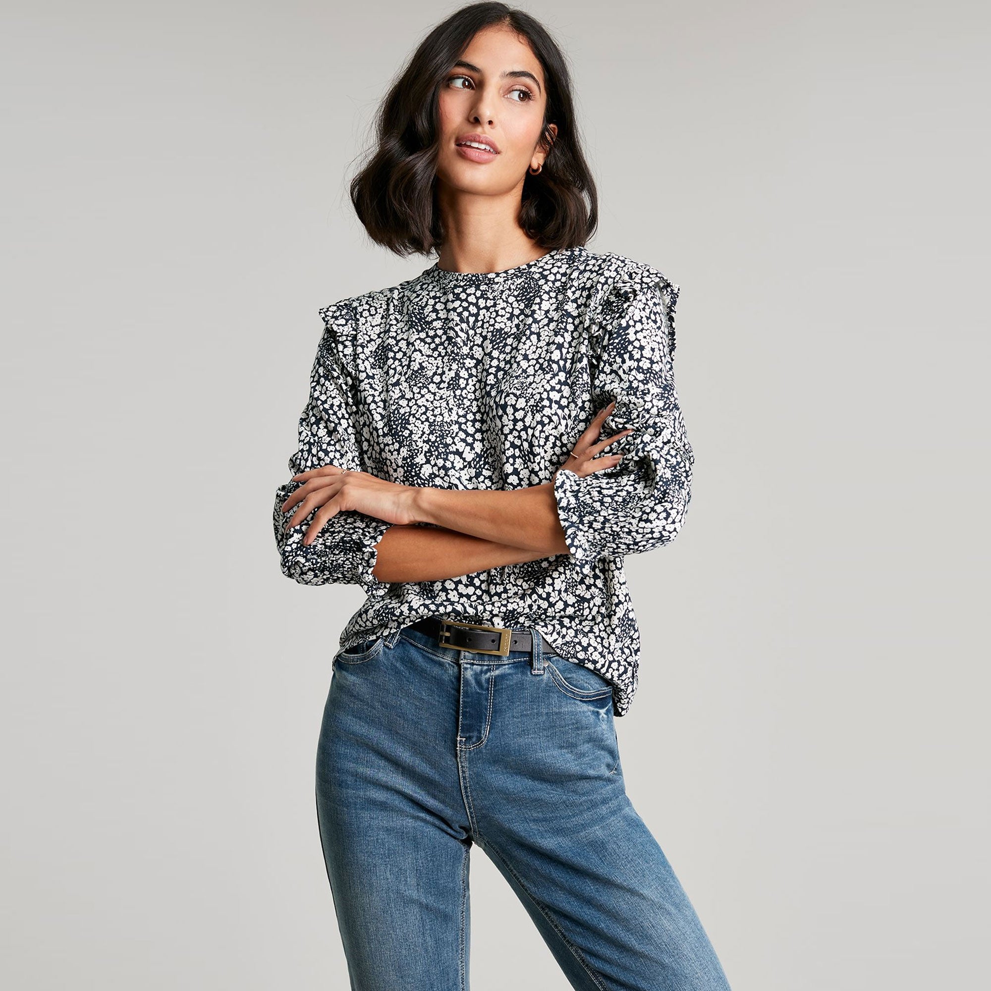 Joules Ladies Samara Jersey Blouse With Shoulder Detail