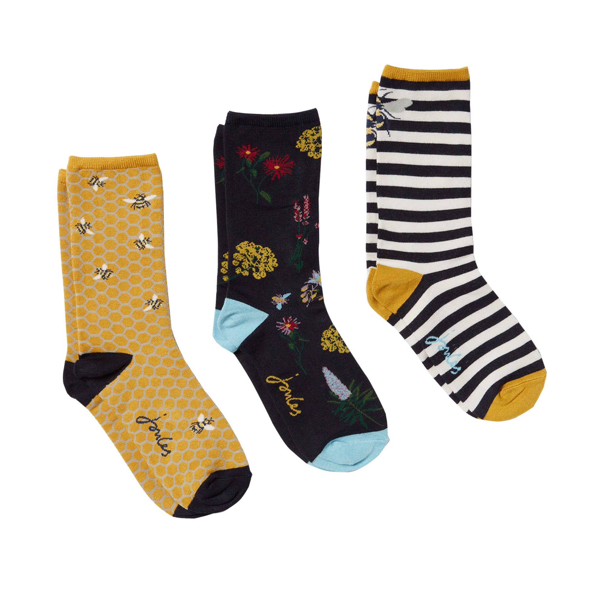 Joules Ladies Excellent Everyday Eco Bee Print Pack Socks