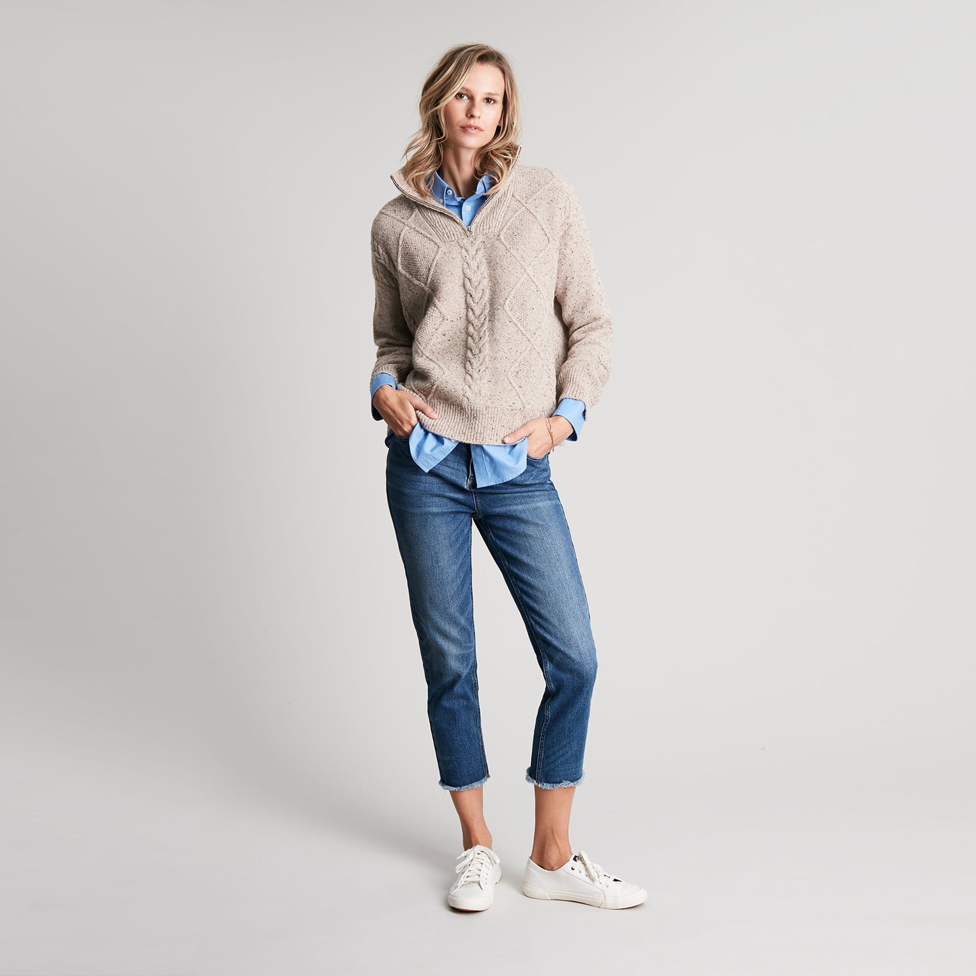 Joules Ladies Esme Cable Knit Quarter Zip Jumper