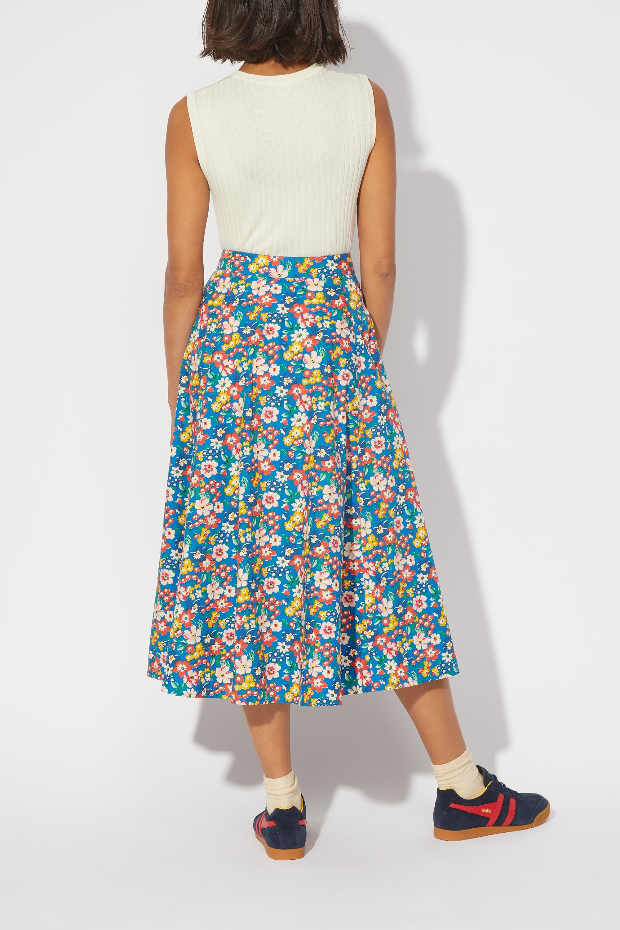 Portland Flowers Button-through Midi Skirt