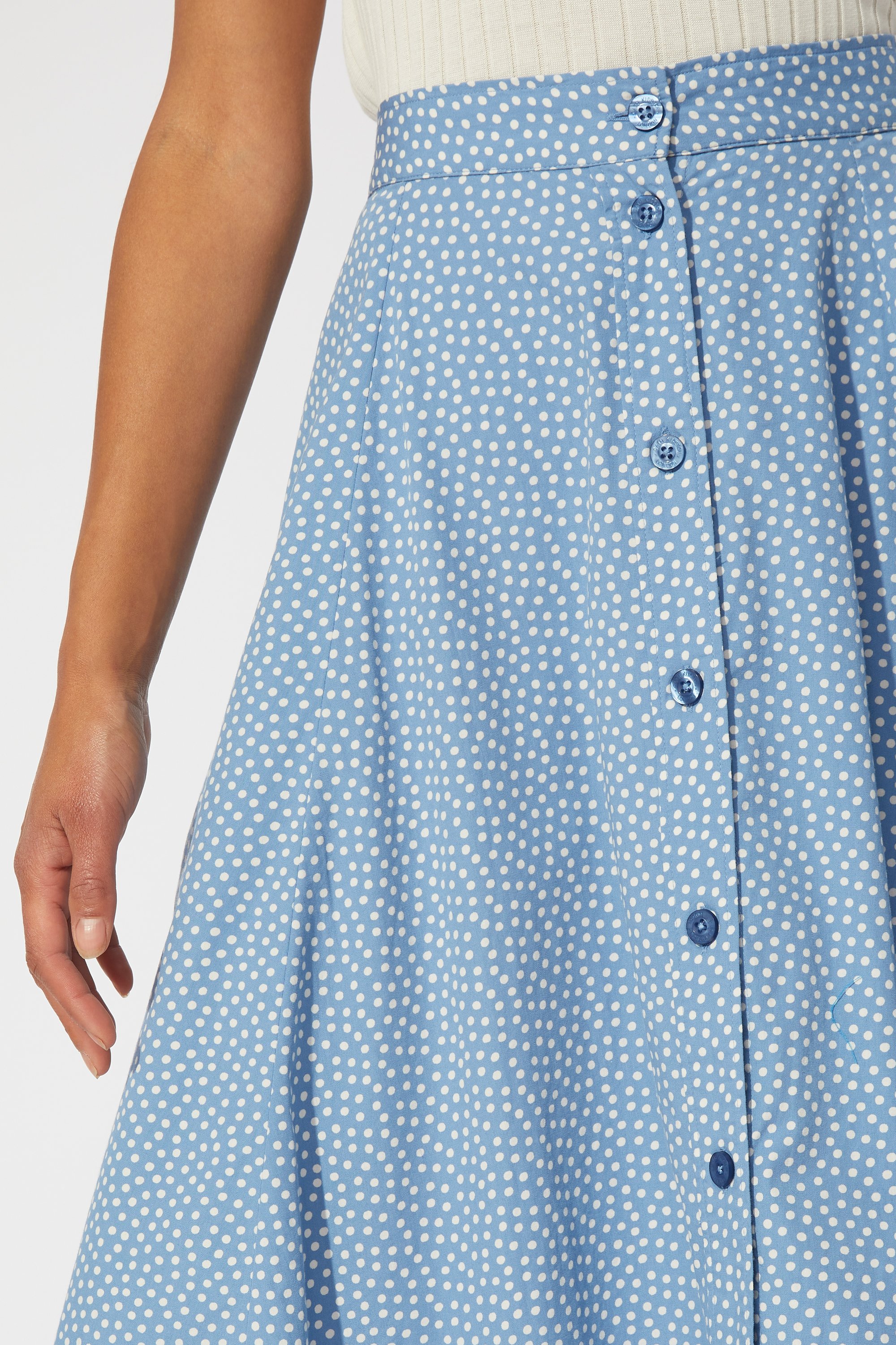 Scattered Spot Button-through Midi Skirt