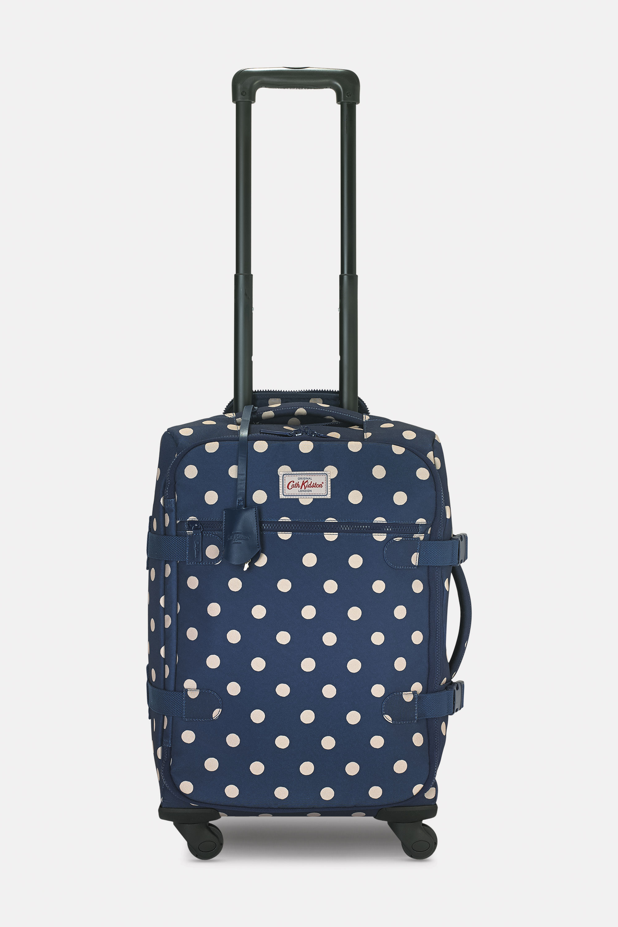 Button Spot Navy Four Wheel Small Suitcase