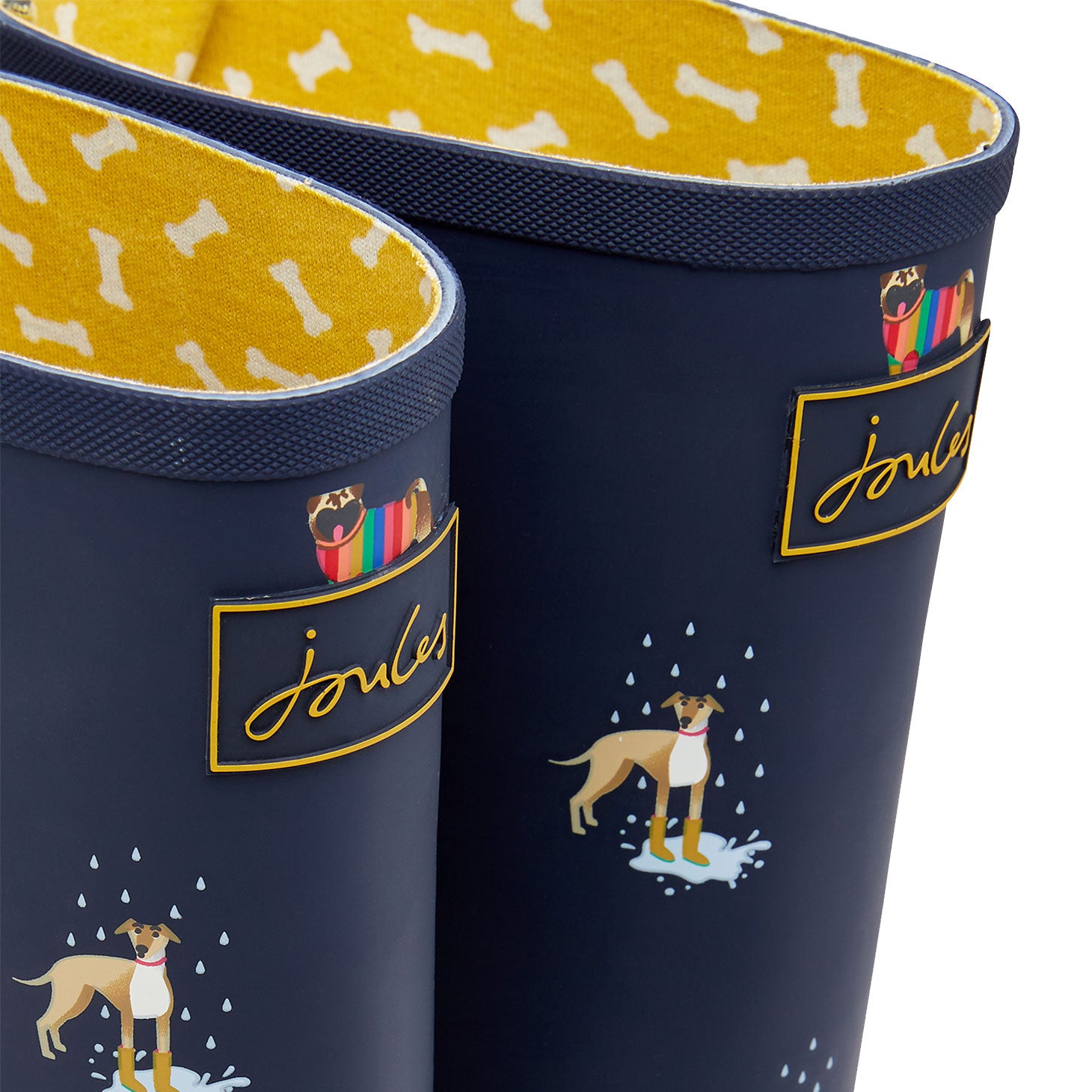 Joules Ladies Rainbow Dog Welly Print with Adjustable Back Gusset