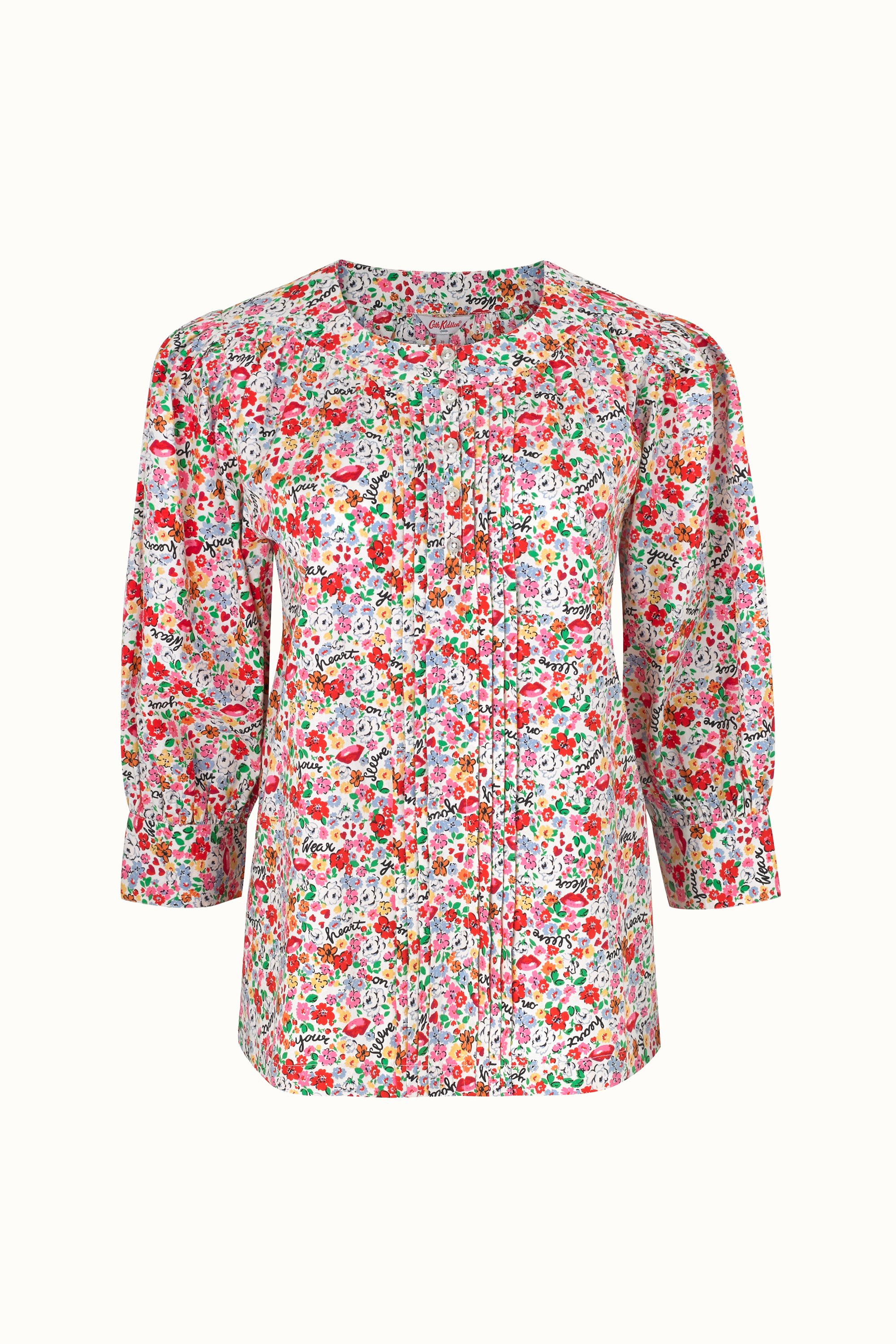 Brave Soul Pintuck Detail Printed Blouse