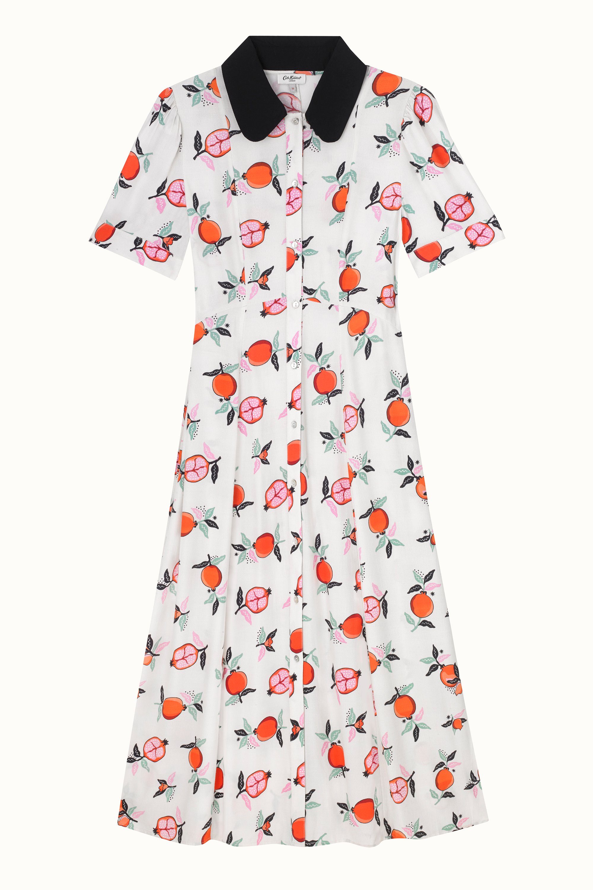 Pomegranate Short Sleeve Printed Midi Shirt Dress