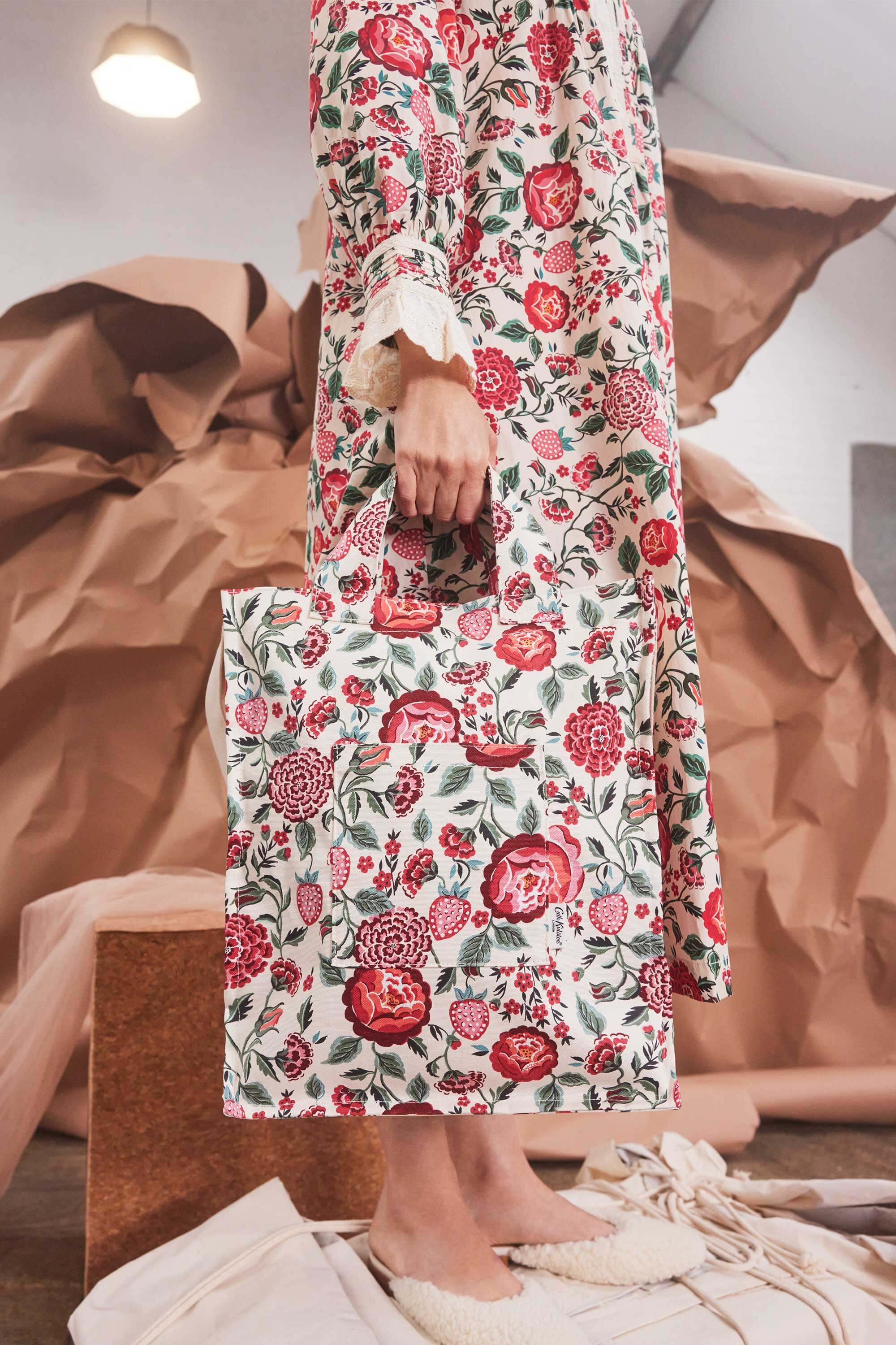 Strawberry Garden Organic Cotton Tall Tote Bag