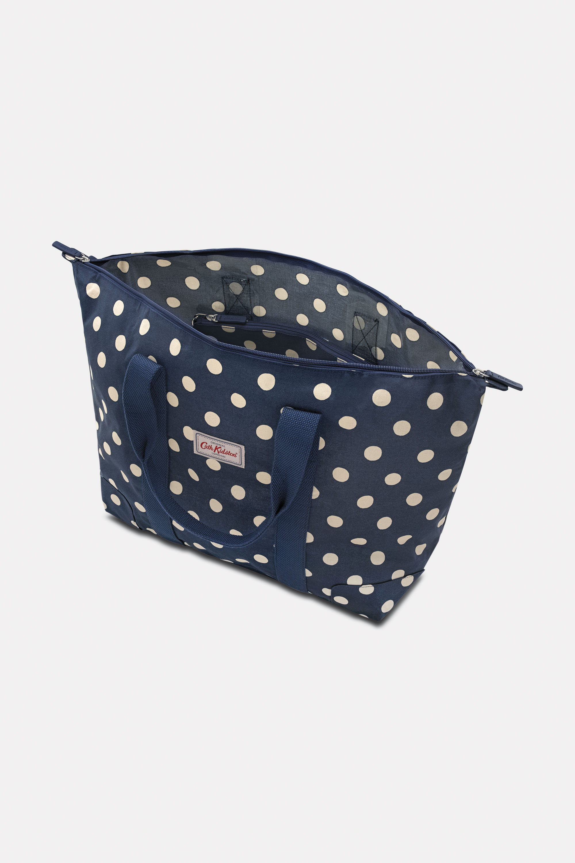Button Spot Navy Foldaway Overnight Bag