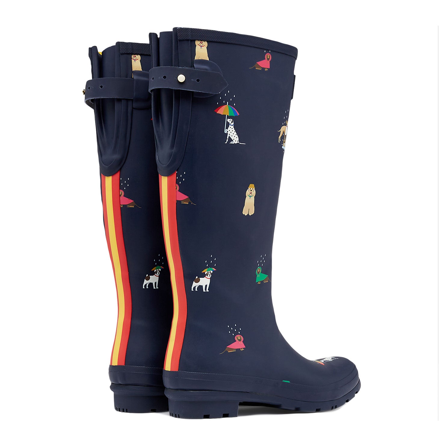 Joules Ladies Rainbow Dog Welly Print with Adjustable Back Gusset