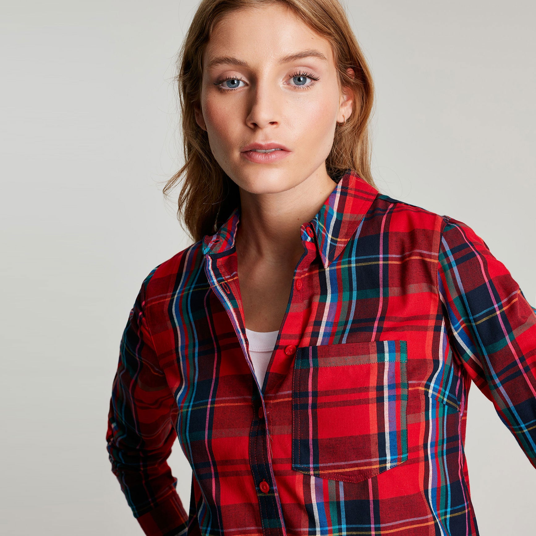 Joules Ladies Lorena Longline Brushed Woven Shirt