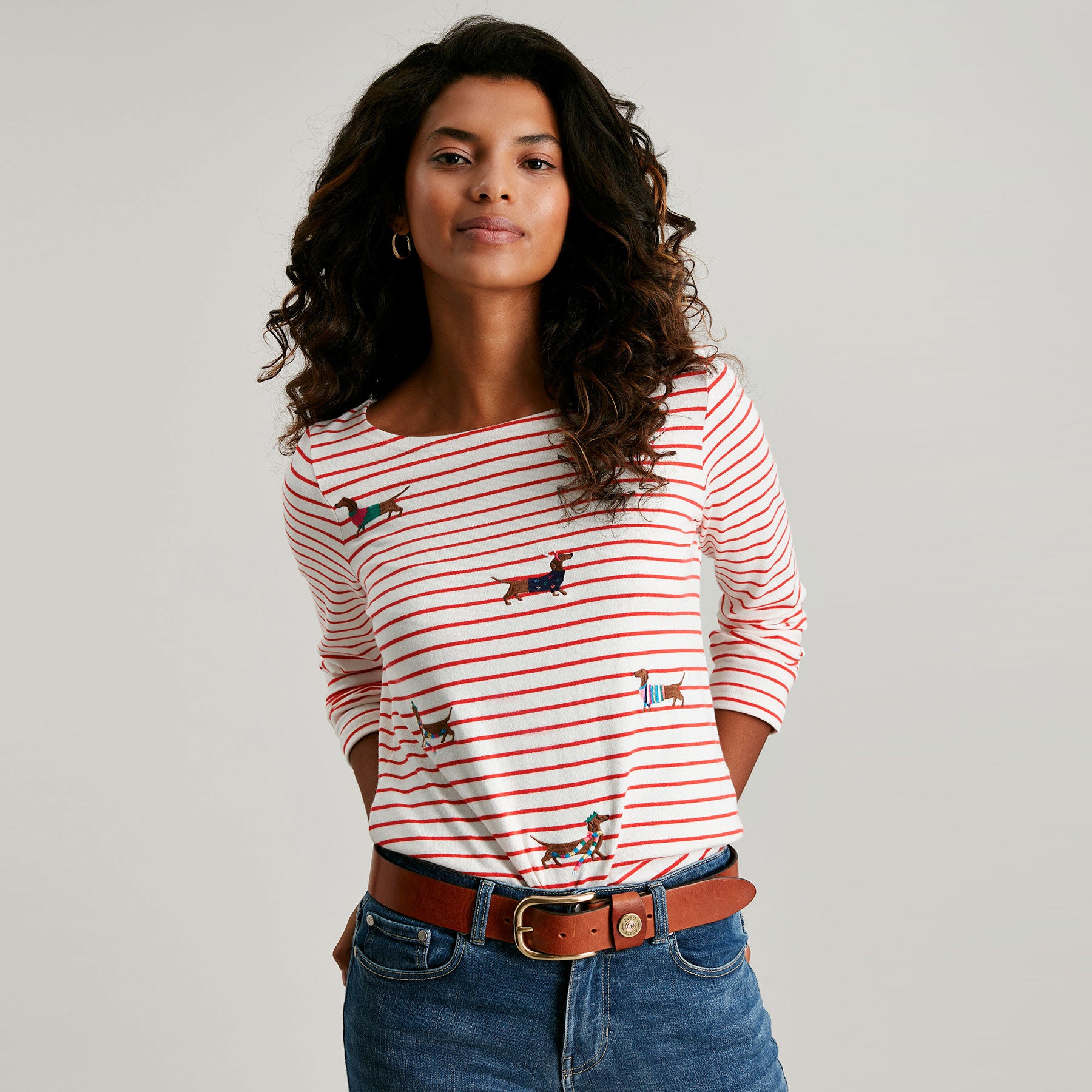 Joules Ladies Festive Harbour Luxe Long Sleeve Jersey Top