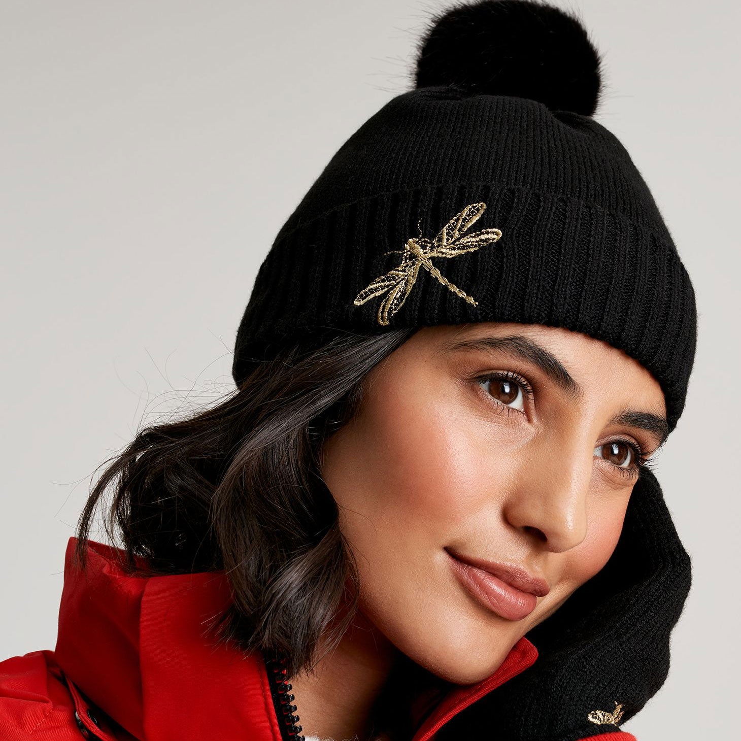 Joules Ladies Stafford Knitted Hat With Embellishment