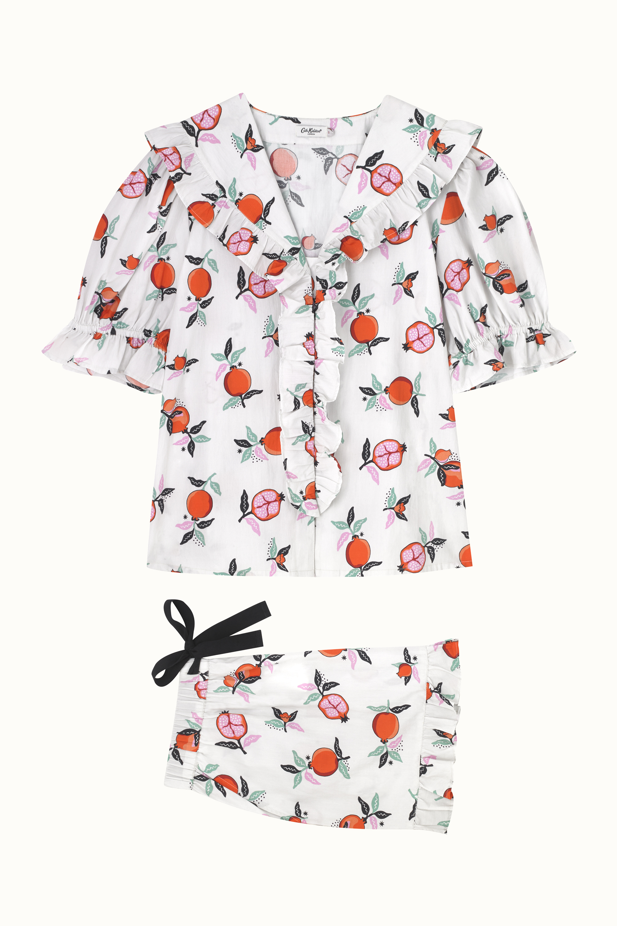 Pomegranate Ruffle Collar Short PJ Set