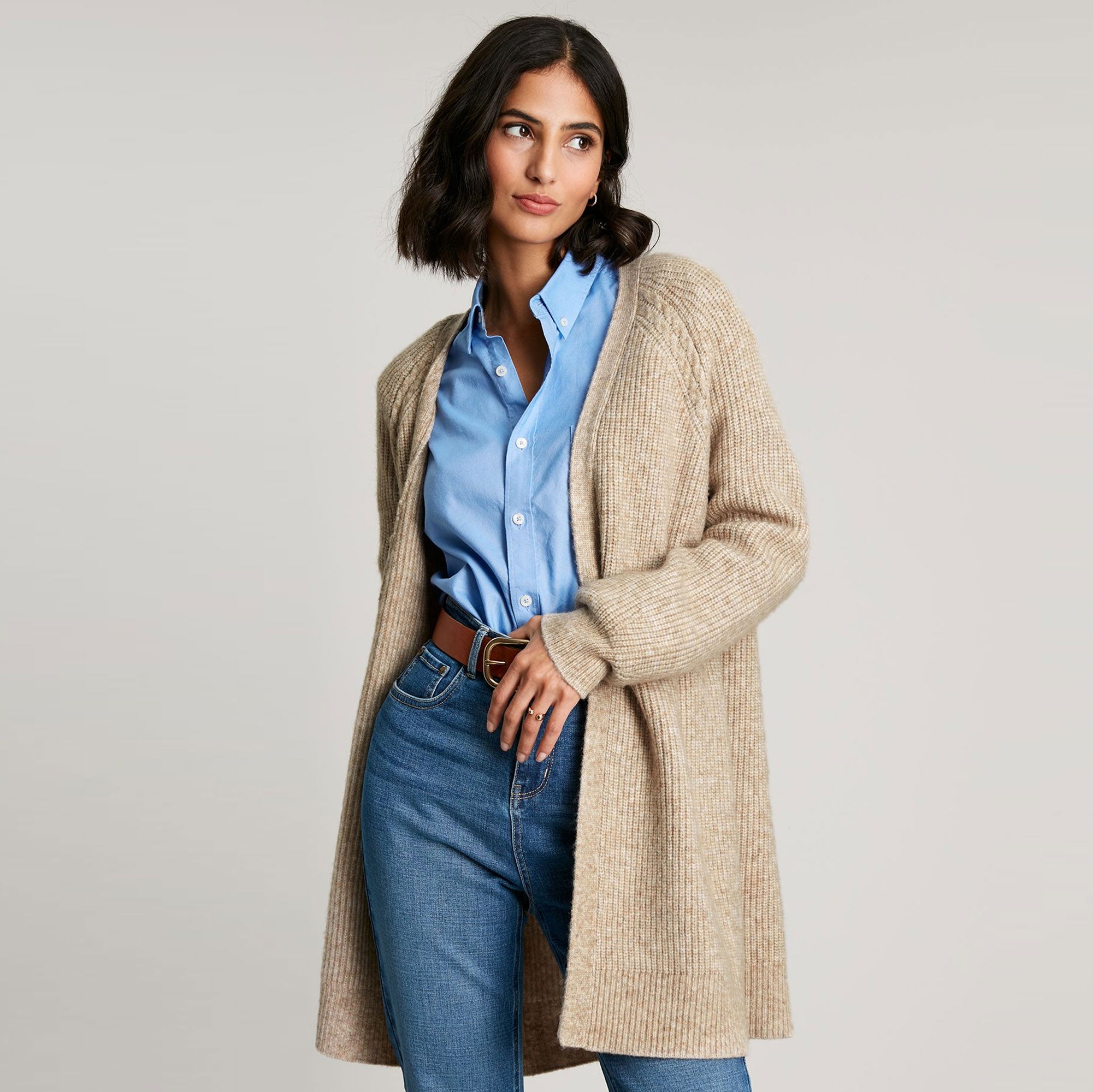 Joules Ladies Florence Longline Cable Raglan Cardigan