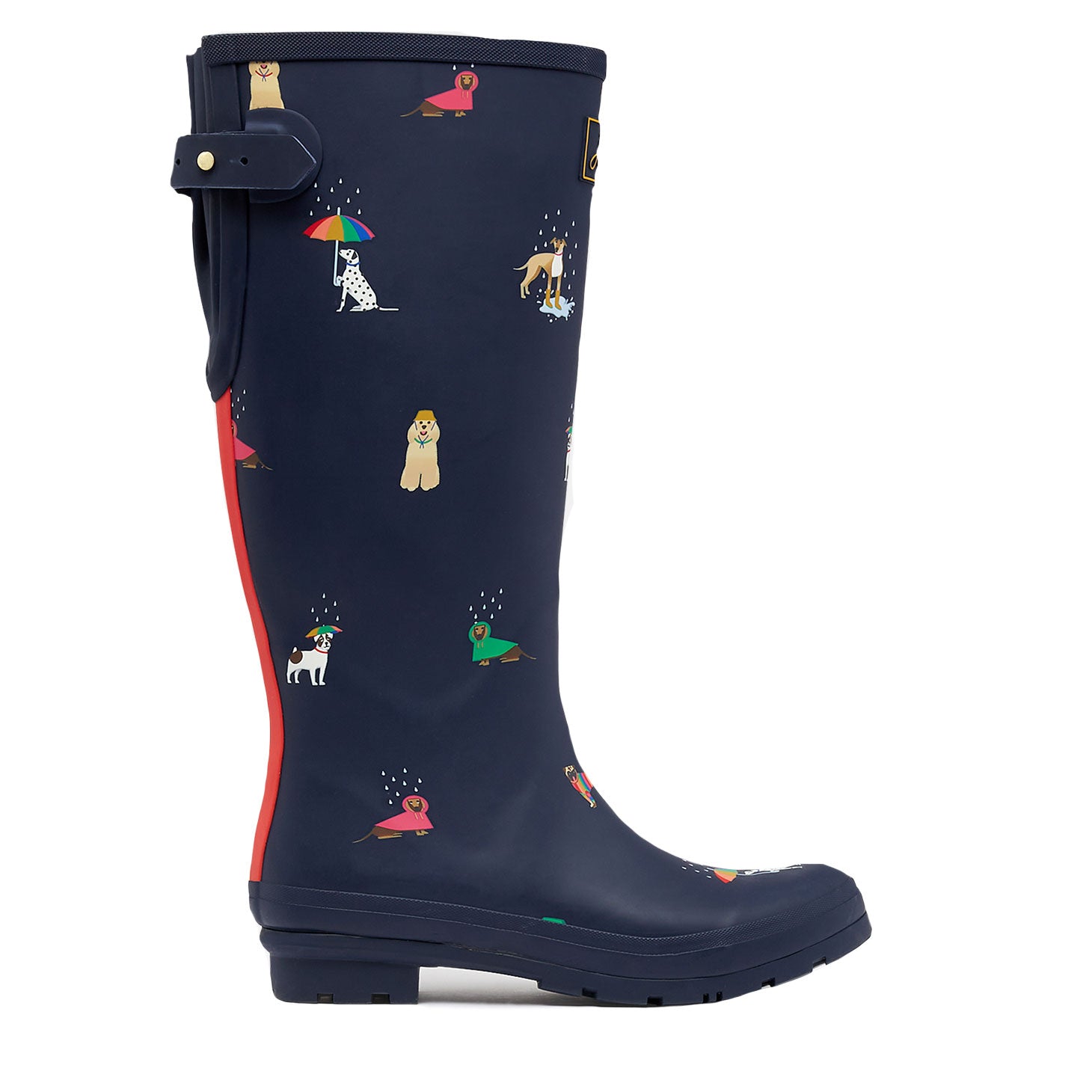 Joules Ladies Rainbow Dog Welly Print with Adjustable Back Gusset