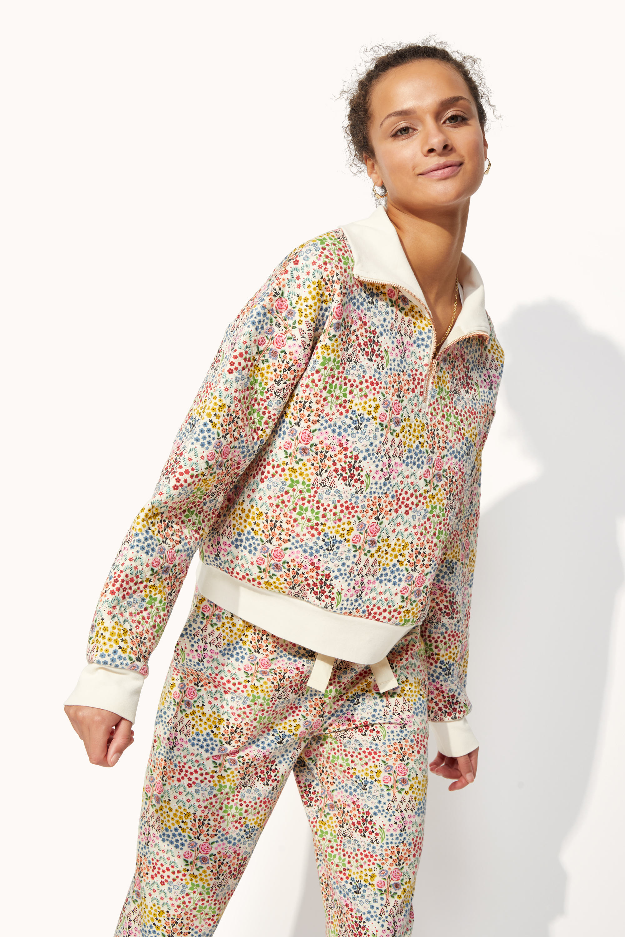 Artist Kingdom Ditsy Printed Half Zip Sweatshirt