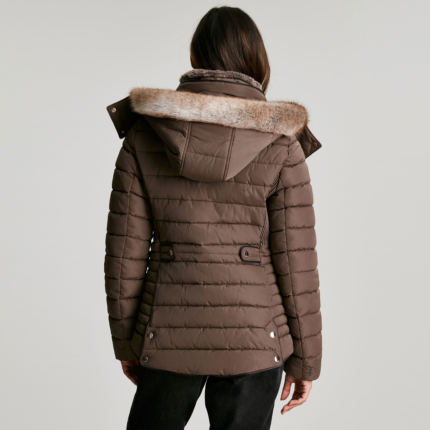 Joules Ladies Gosway Fur Trim Padded Coat