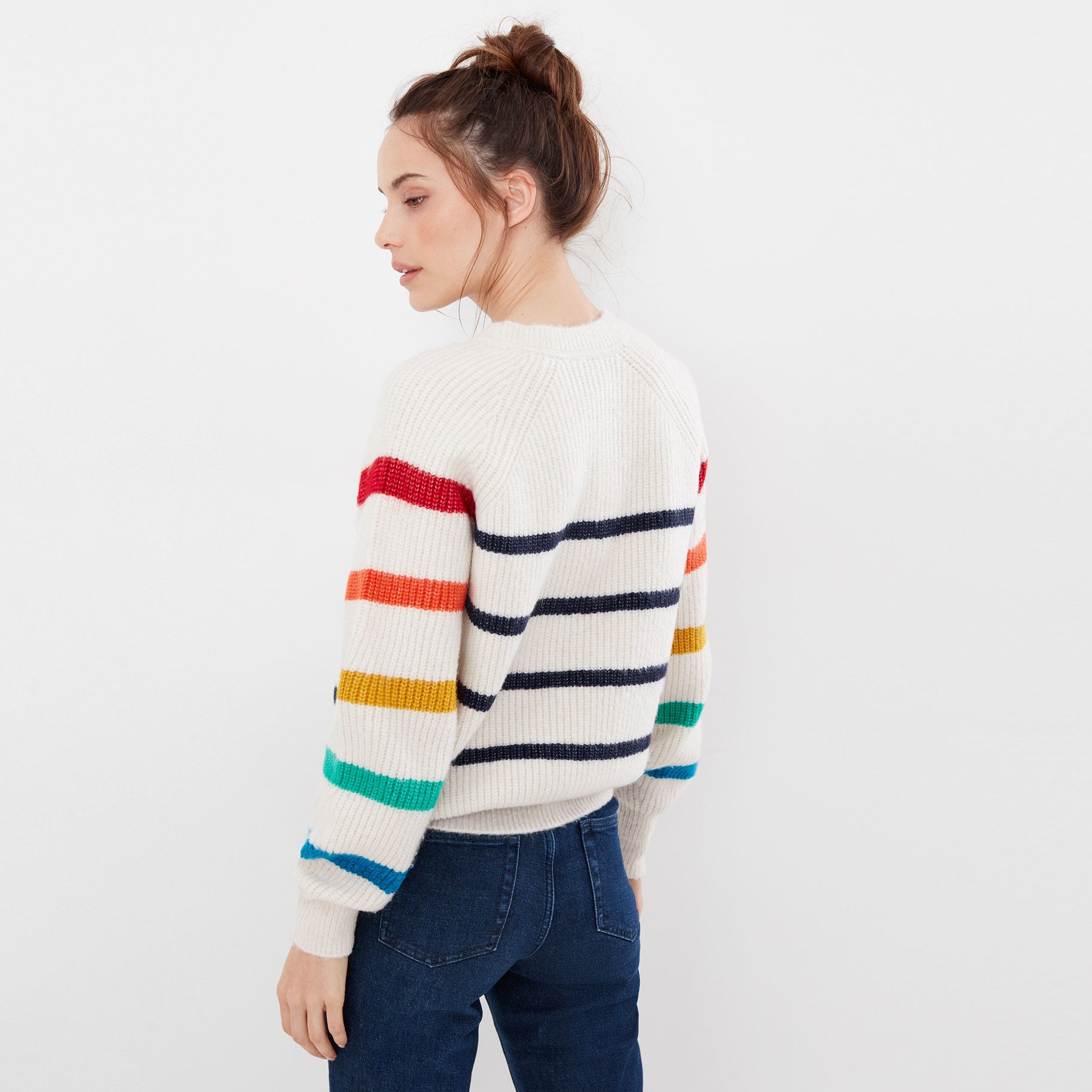 Joules Ladies Anna Rainbow Balloon Sleeve Jumper