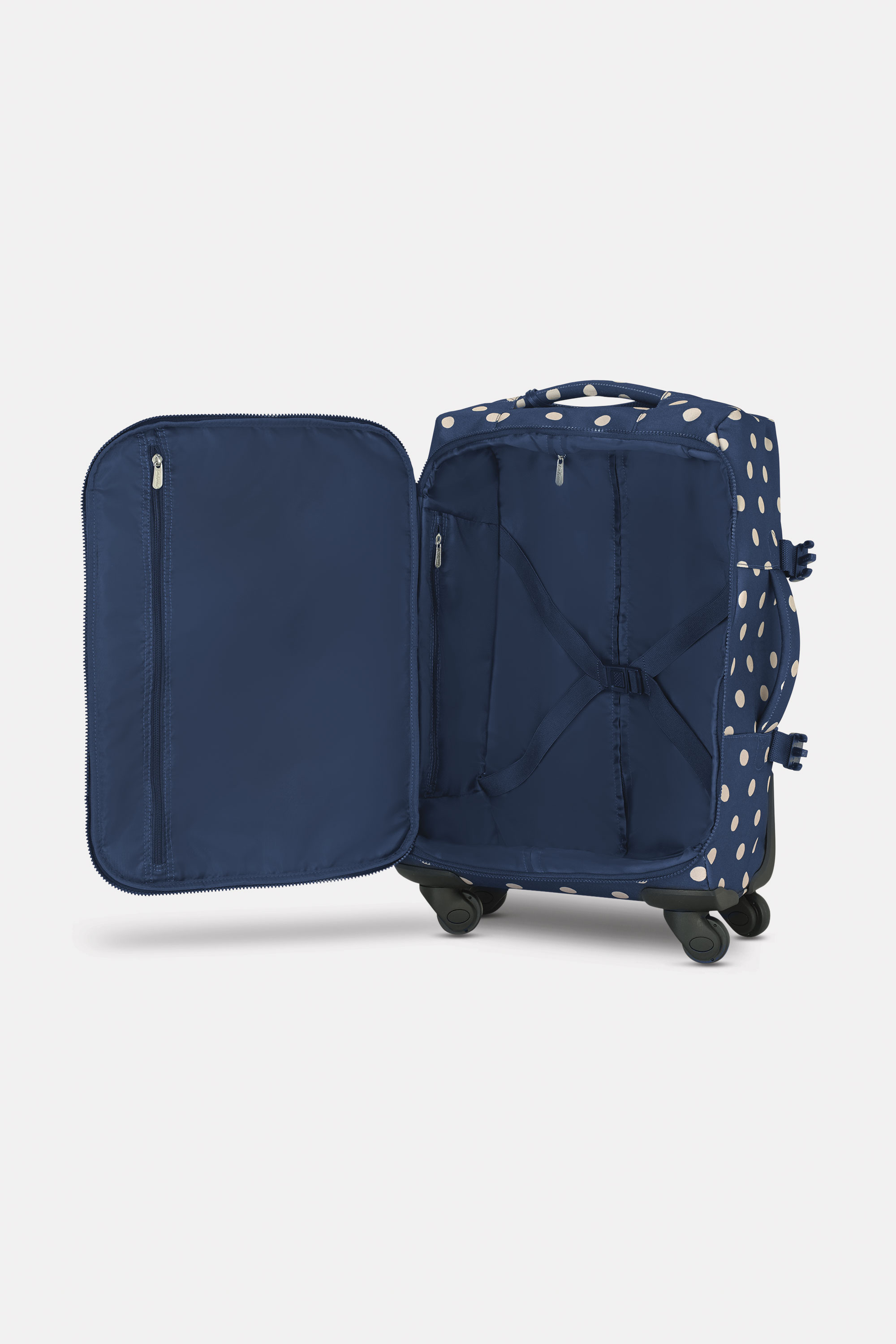 Button Spot Navy Four Wheel Small Suitcase