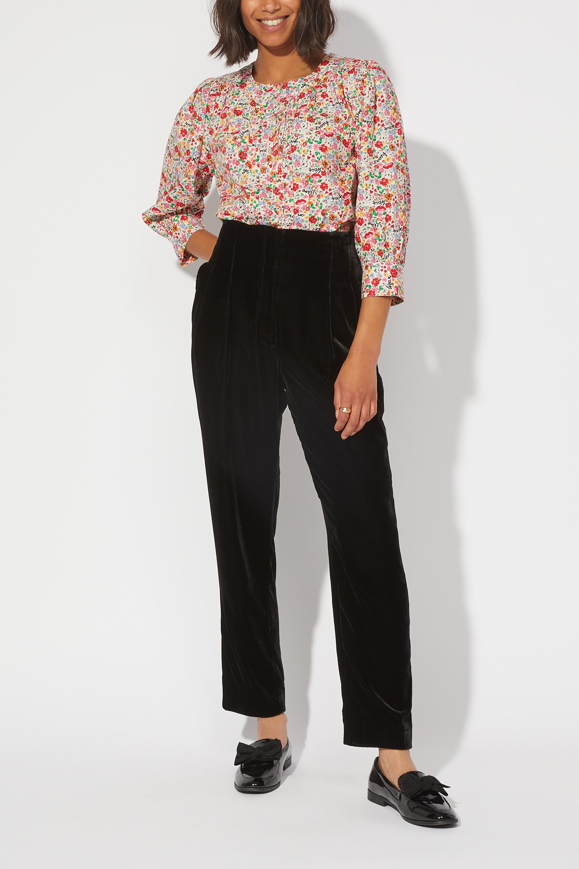 Brave Soul Pintuck Detail Printed Blouse