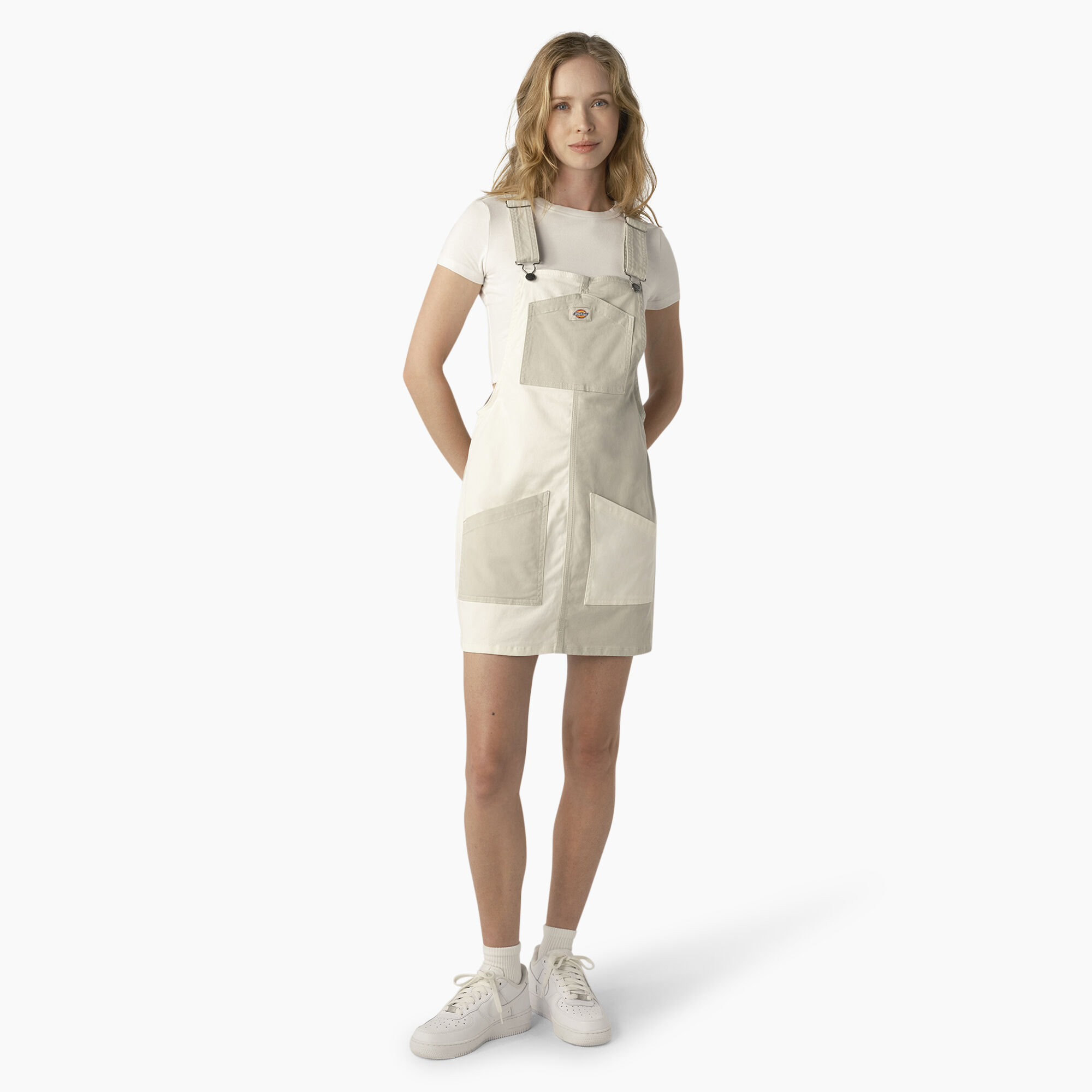 Women's Regular Fit Colorblock Bib Overall Dress