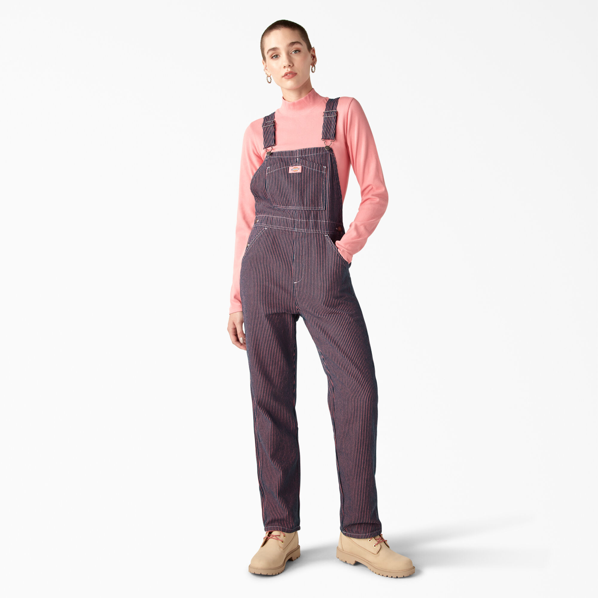 Women's Regular Fit Hickory Stripe Bib Overalls