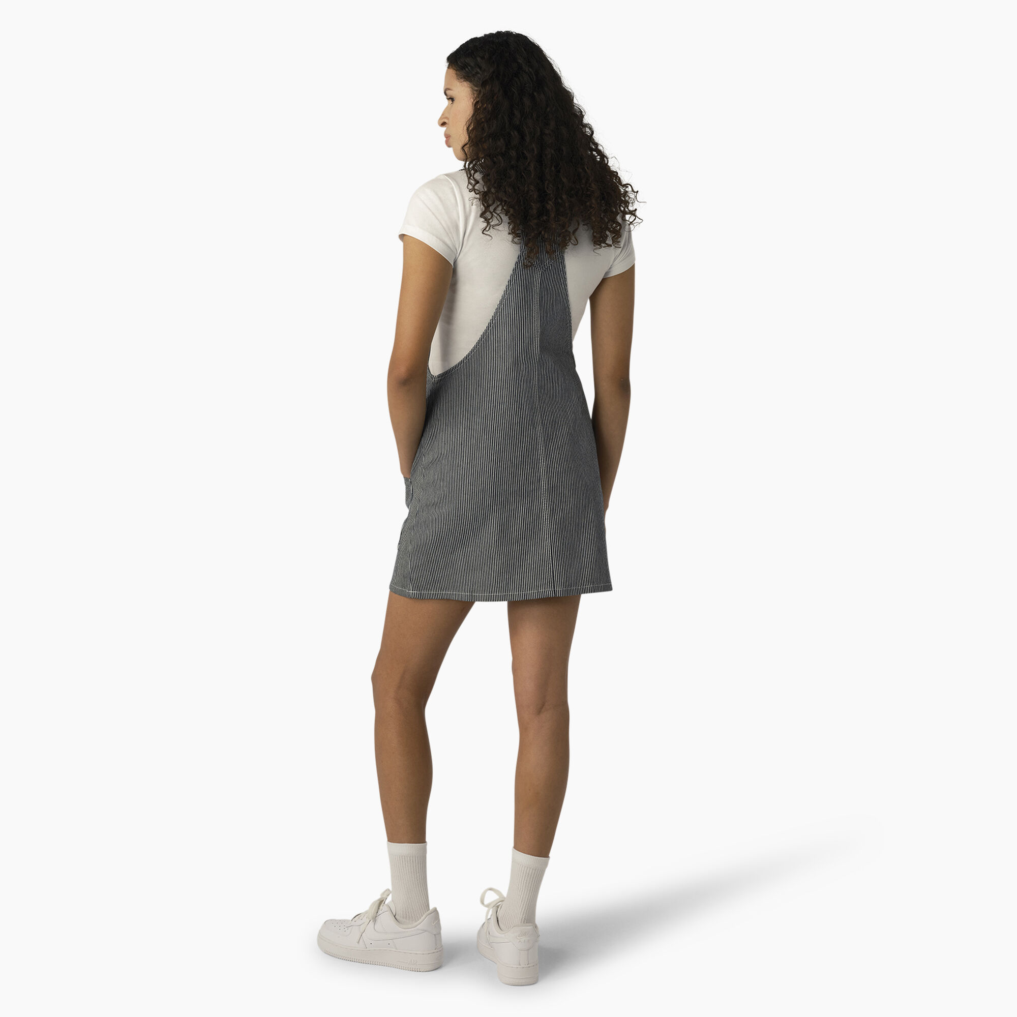 Women's Regular Fit Hickory Stripe Bib Overall Dress