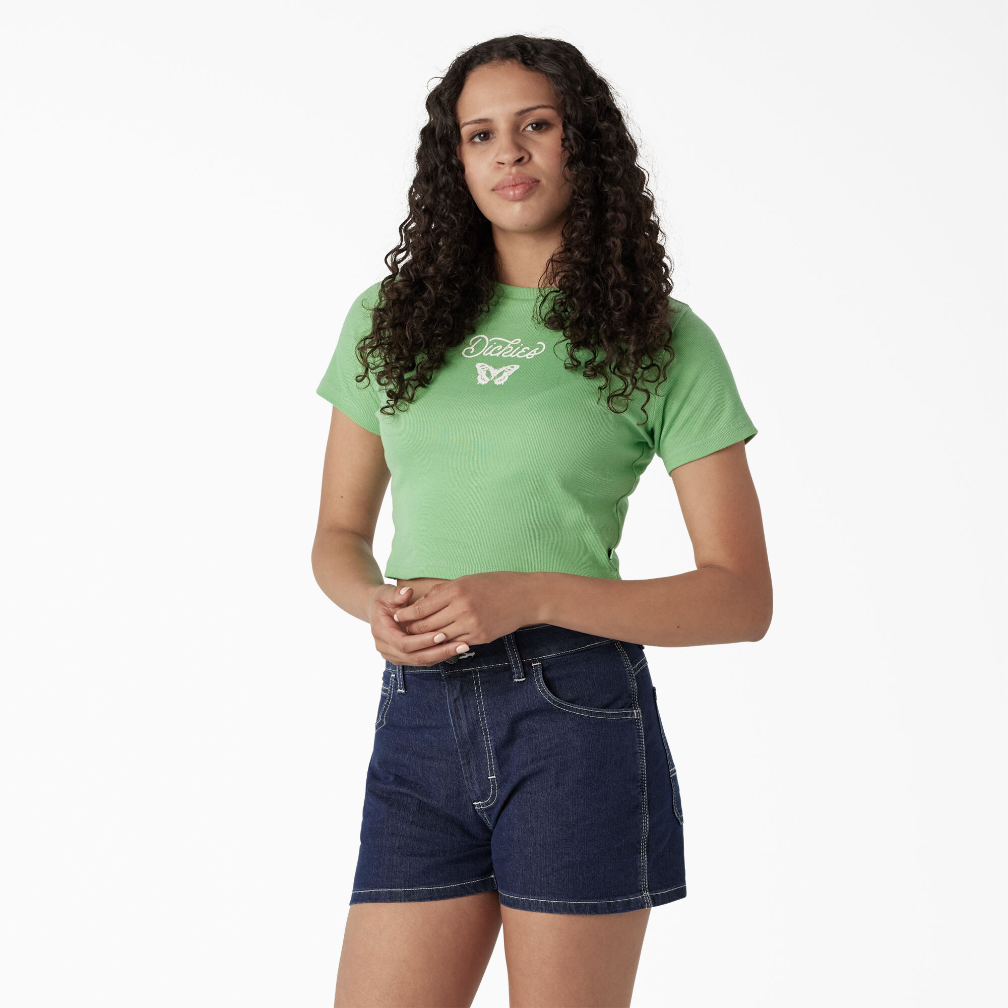 Women's Butterfly Graphic Cropped Baby T-Shirt