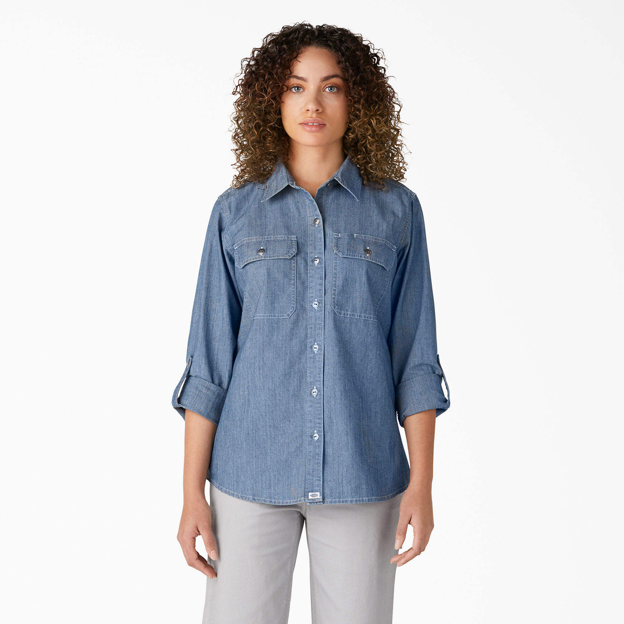 Women's Chambray Roll-Tab Work Shirt