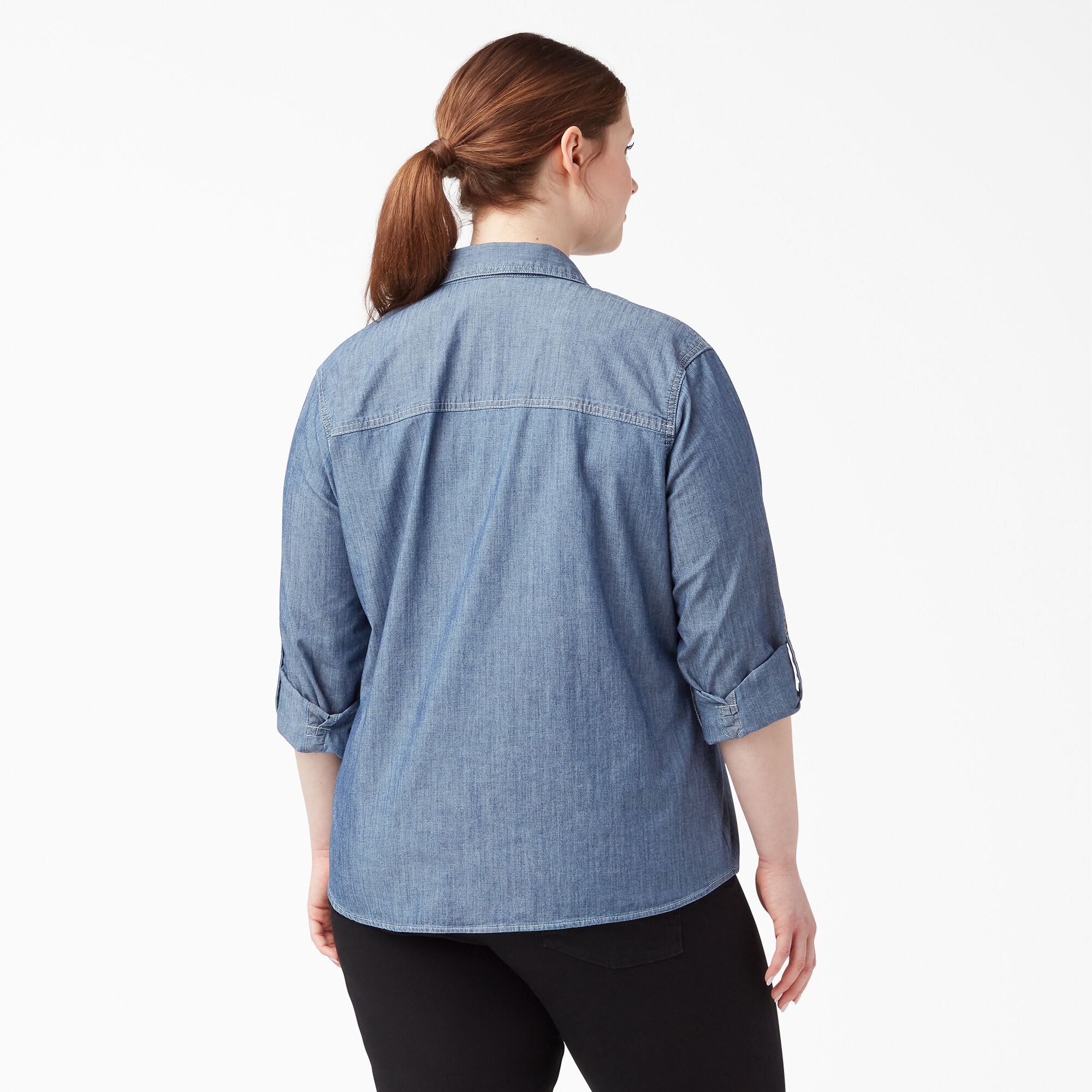 Women's Plus Chambray Roll-Tab Work Shirt