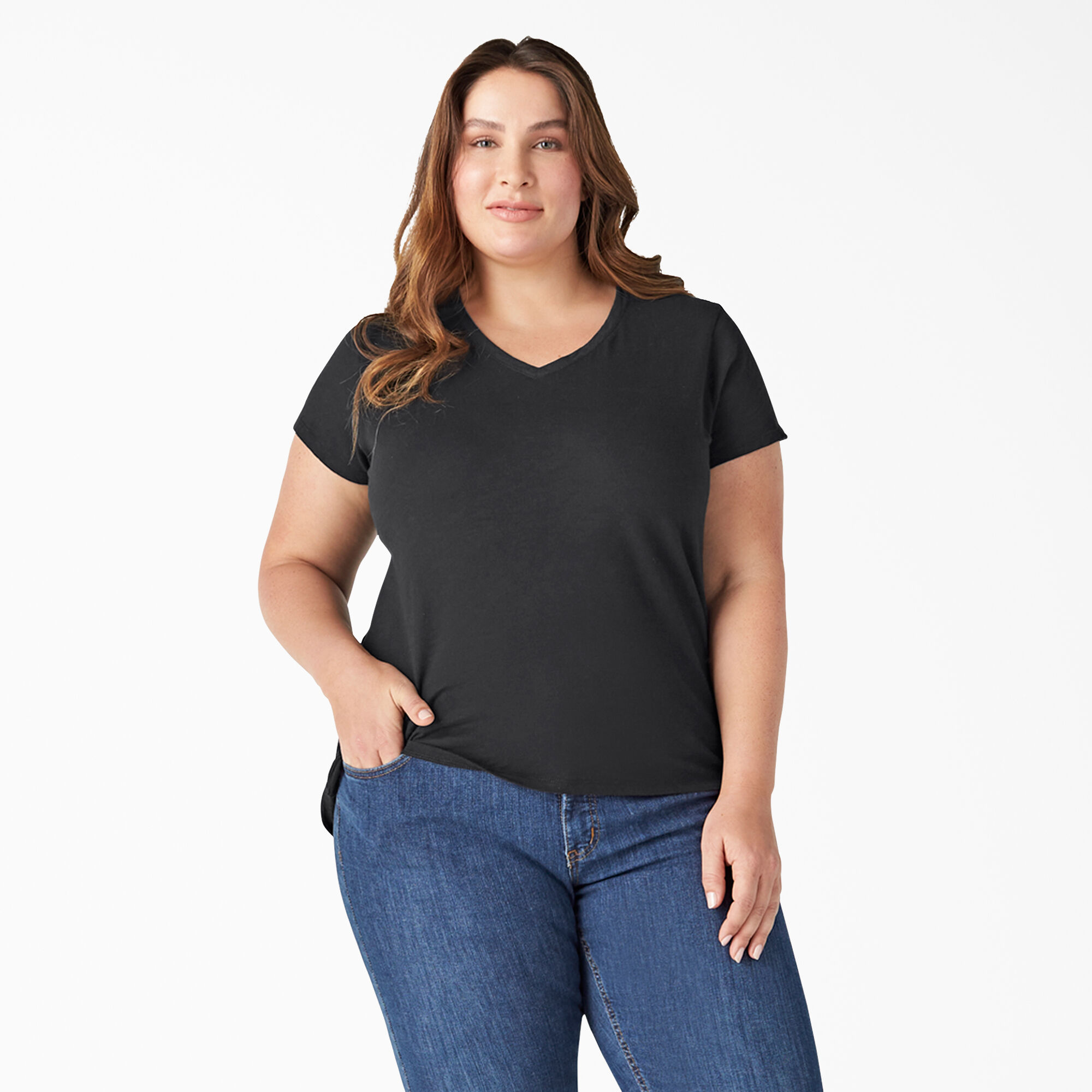 Women's Plus Short Sleeve V-Neck T-Shirt