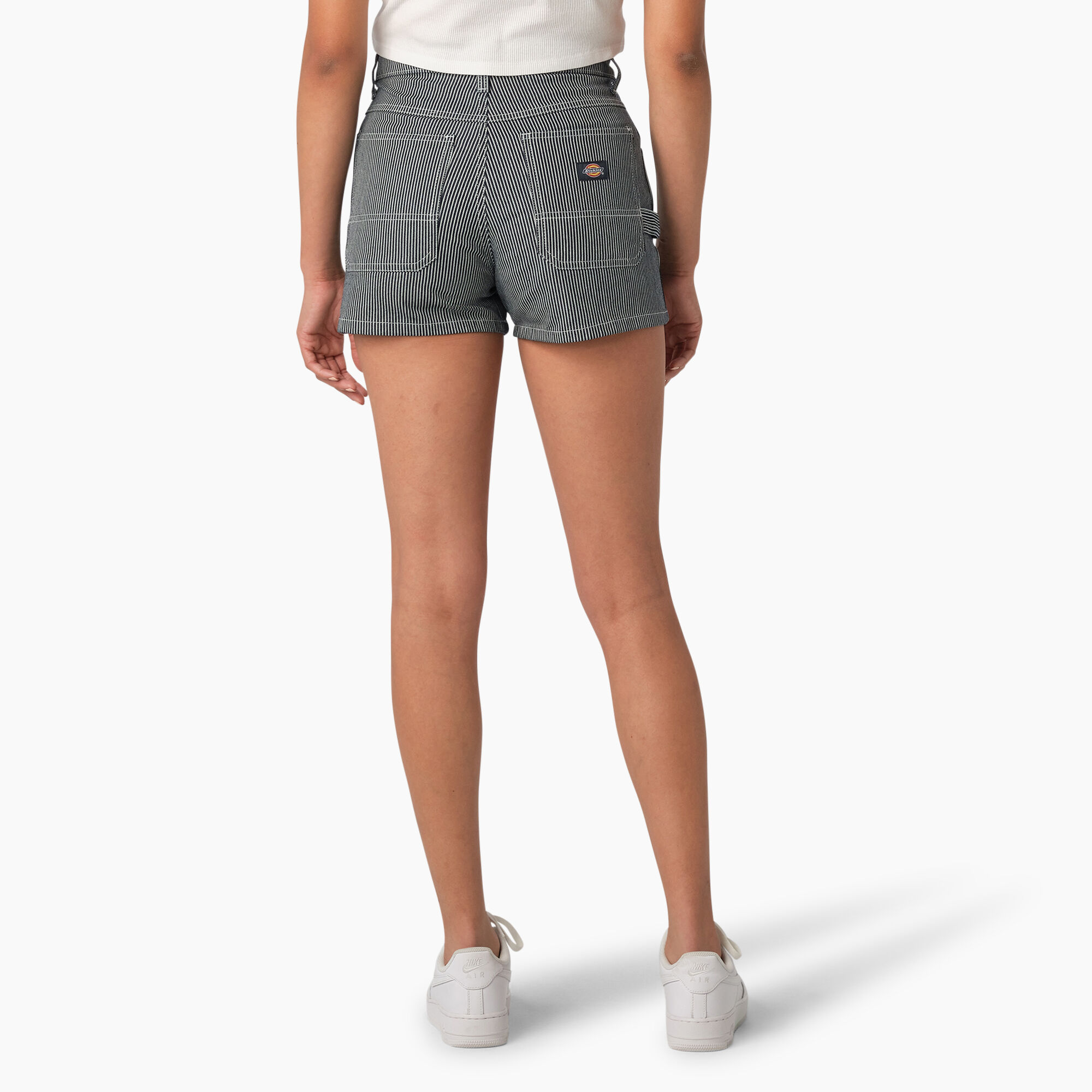 Women's Hickory Stripe Carpenter Shorts, 3