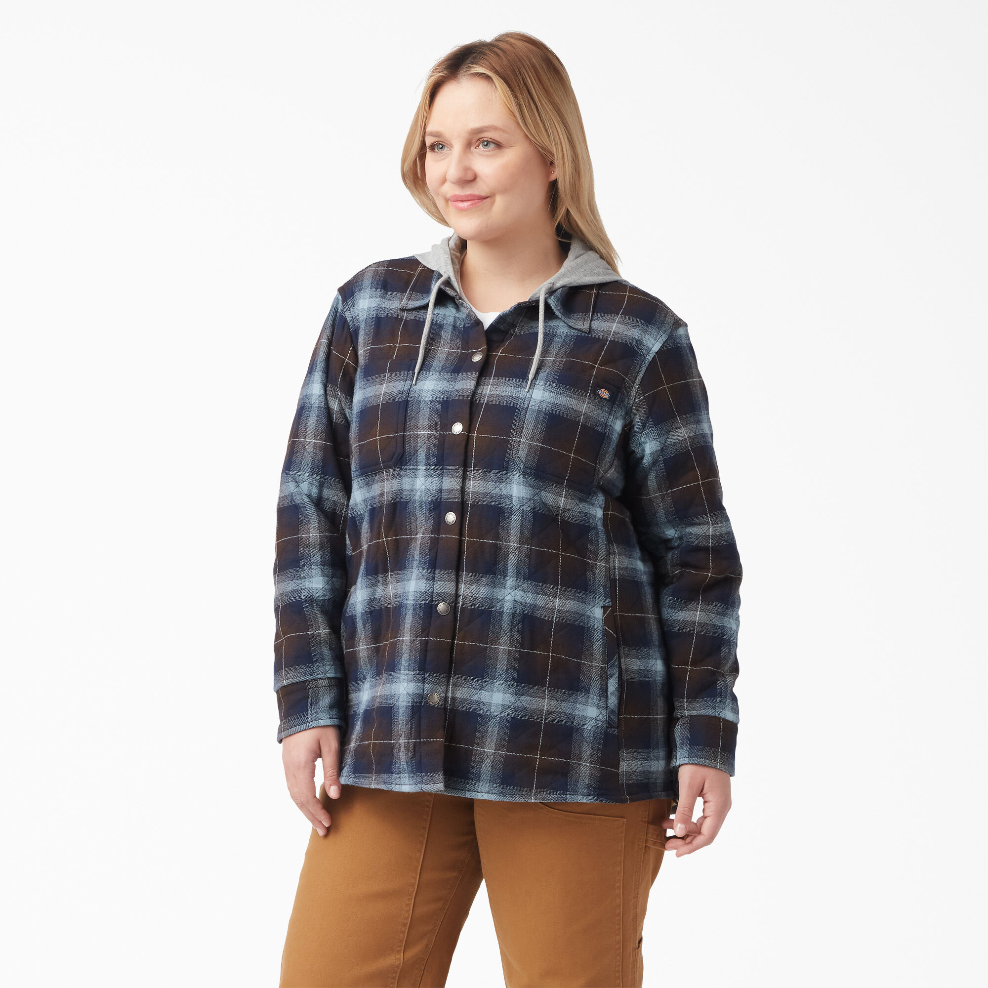 Women's Plus Flannel Hooded Shirt Jacket