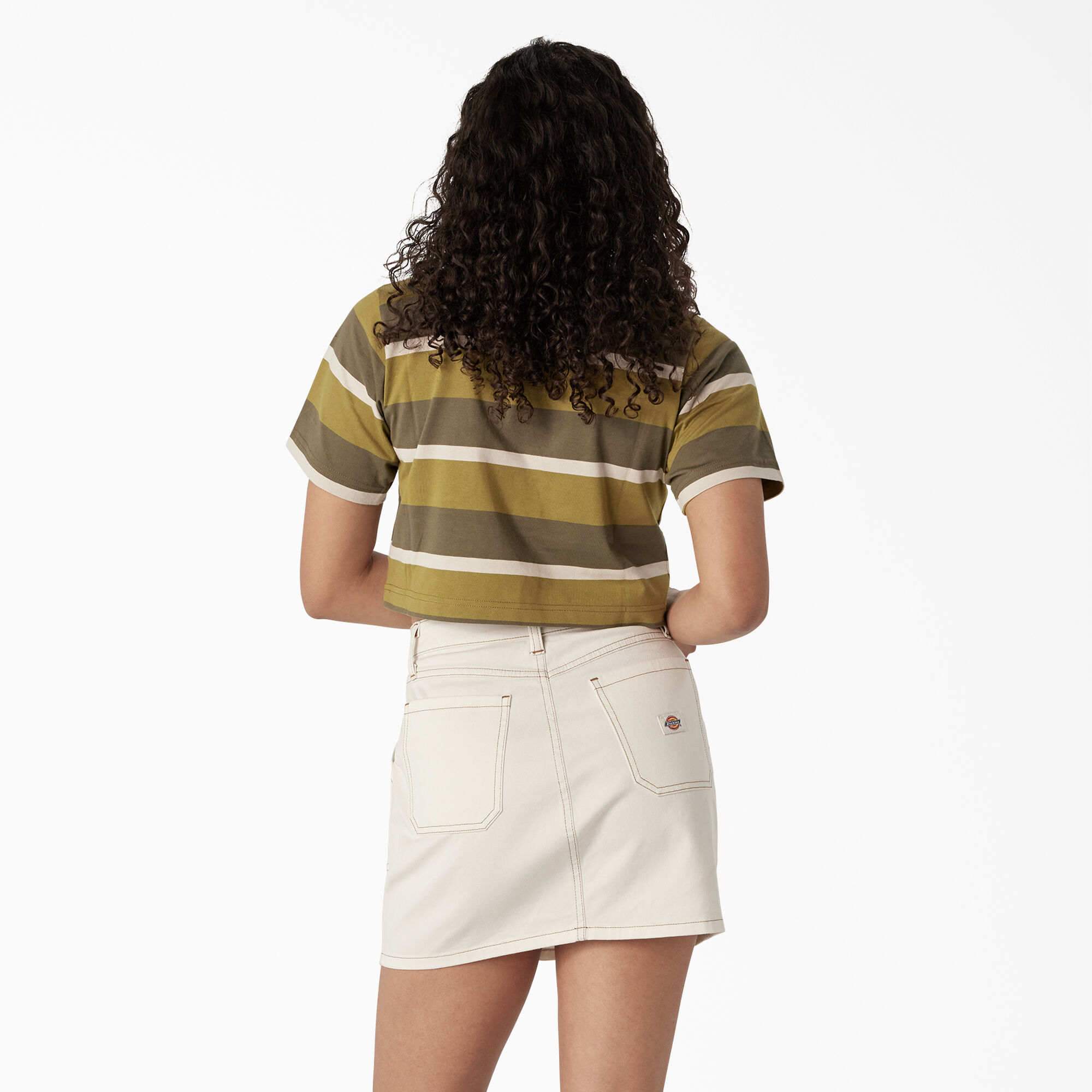 Women's Striped Cropped Pocket T-Shirt